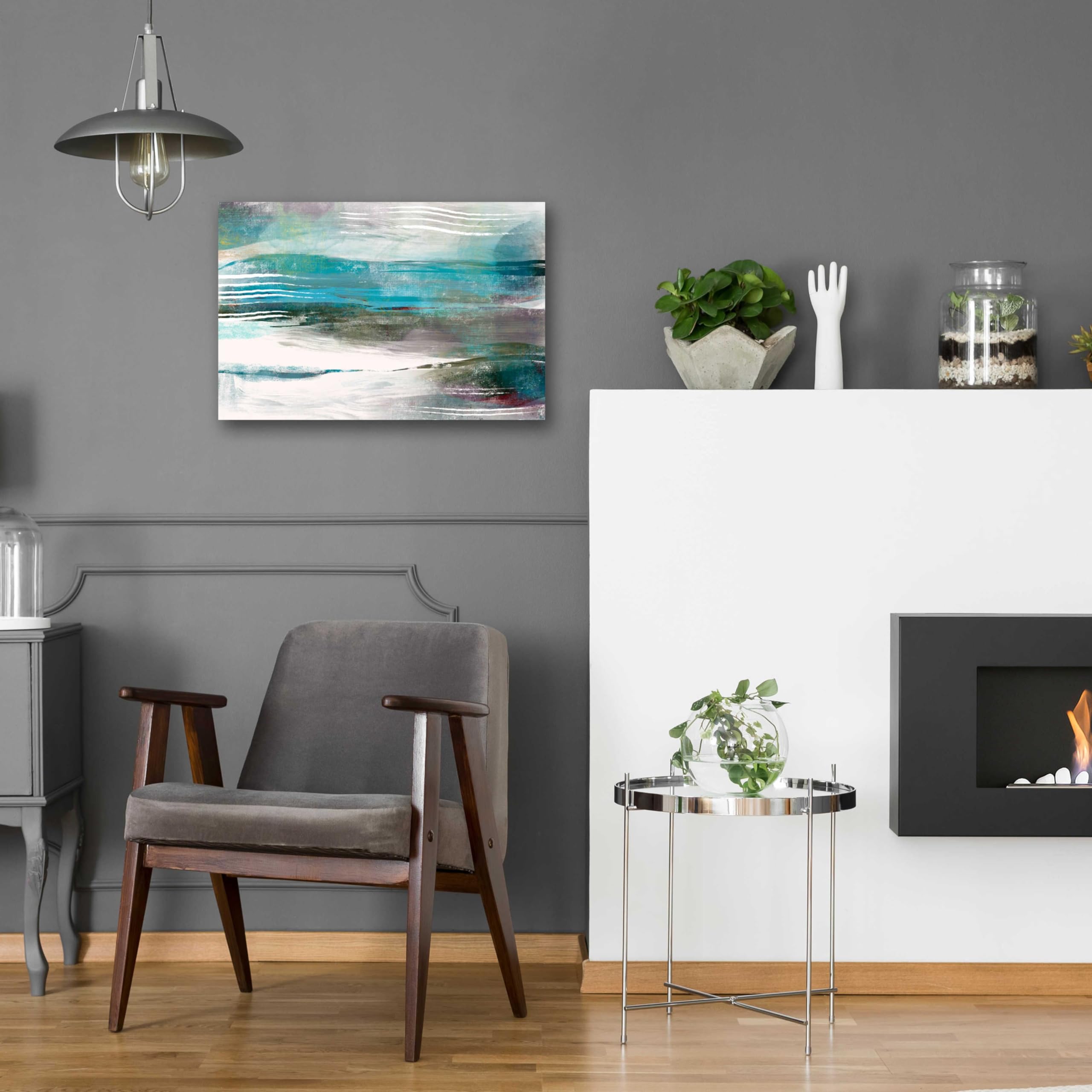 Delores Naskrent 'Water Flow' Acrylic Glass Wall Art - 24x16 Inches Modern Abstract Painting for Living Room, Bedroom & Office Decor