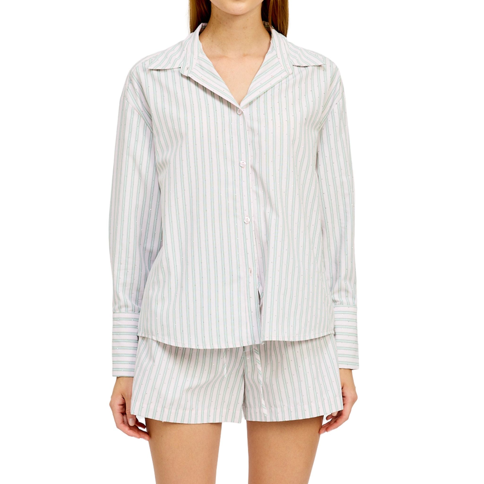 Haisley Stripe Fitted Shirt for Women - Slim Fit Button Down Shirt with Long Sleeves - Casual & Office Wear - Perfect for Work, Date Night & Business Meetings