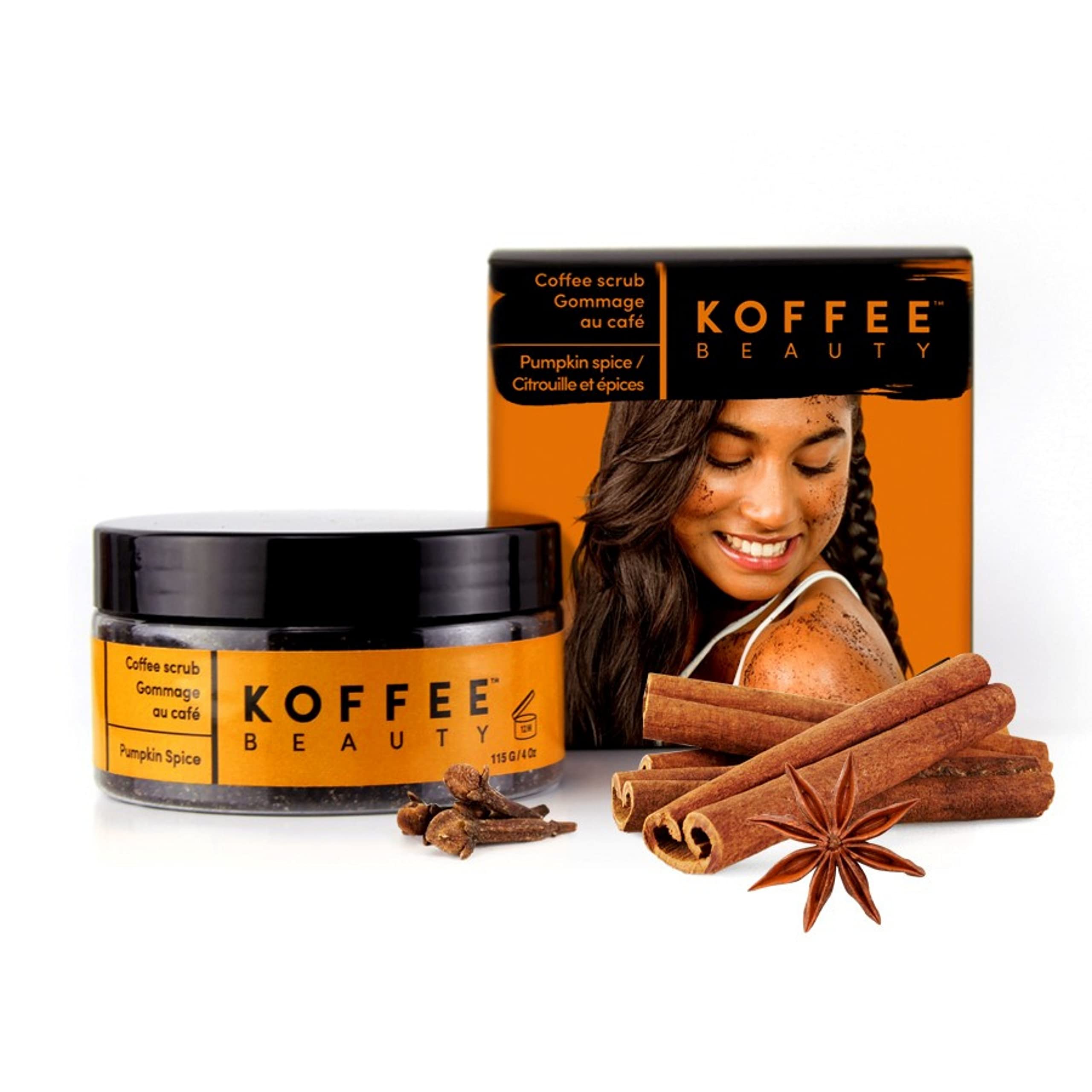 Koffee Beauty Pumpkin Spice Coffee Scrub - Exfoliating Body Scrub for Smooth Skin, 4 oz - Perfect for Spa Day & Self Care Routine