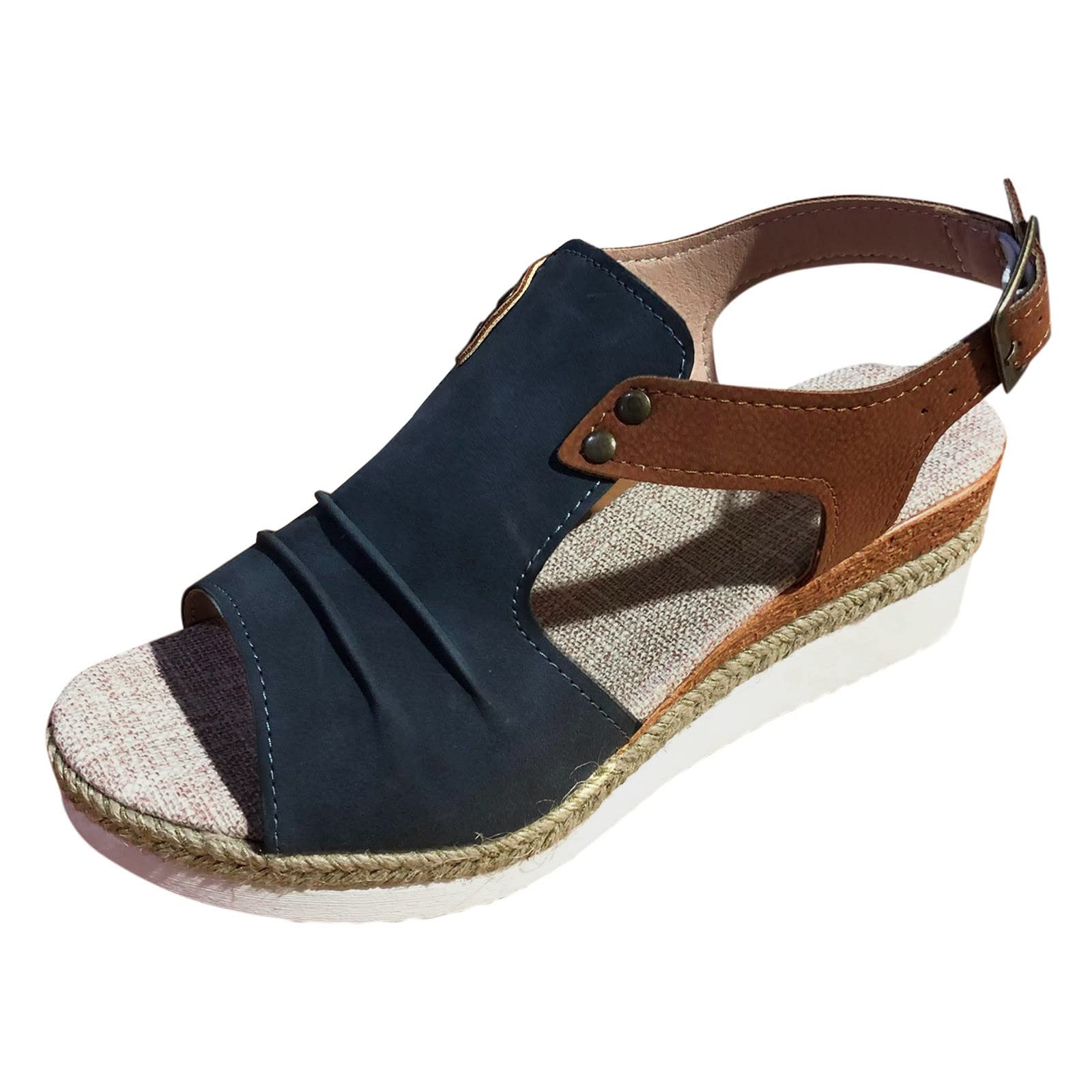 TUQIDEWU Women's Arch Support Sandals 2024 - Dressy Platform Open Toe Sandals with Ankle Strap for Summer | Breathable Comfort for Walking, Travel & Casual Outfits