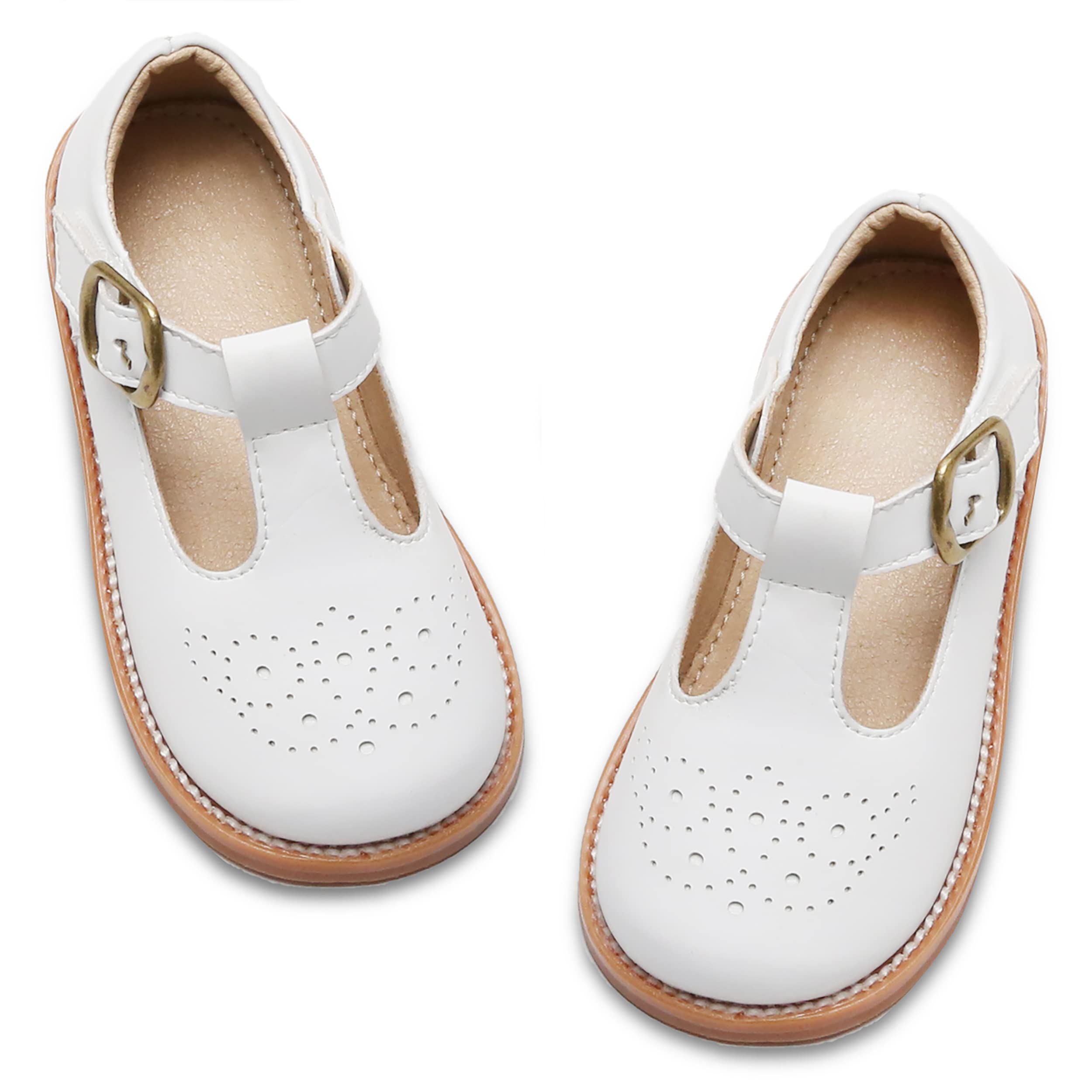 GINFIVE Toddler Girls Mary Jane Flats - Comfortable Dress Shoes for Little Girls - Perfect for Weddings, Parties & School Events