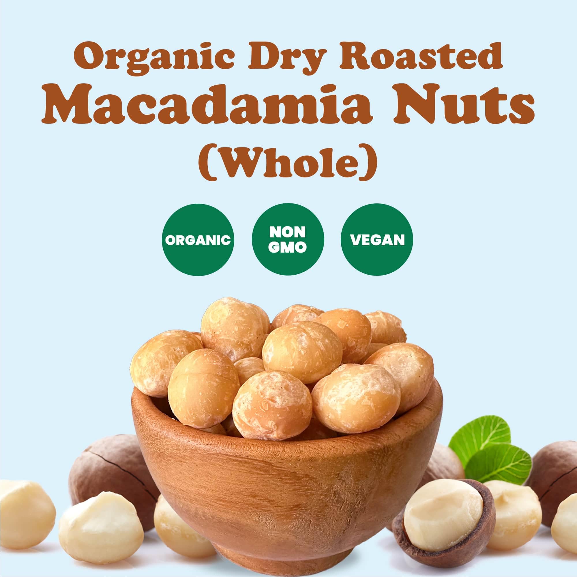 Organic Dry Roasted Whole Macadamia Nuts 8lbs - Unsalted, Non-GMO, Keto & Paleo Friendly Snack - Rich Buttery Flavor - Kosher Certified - Perfect for Healthy Snacking, Baking, and Gift Giving