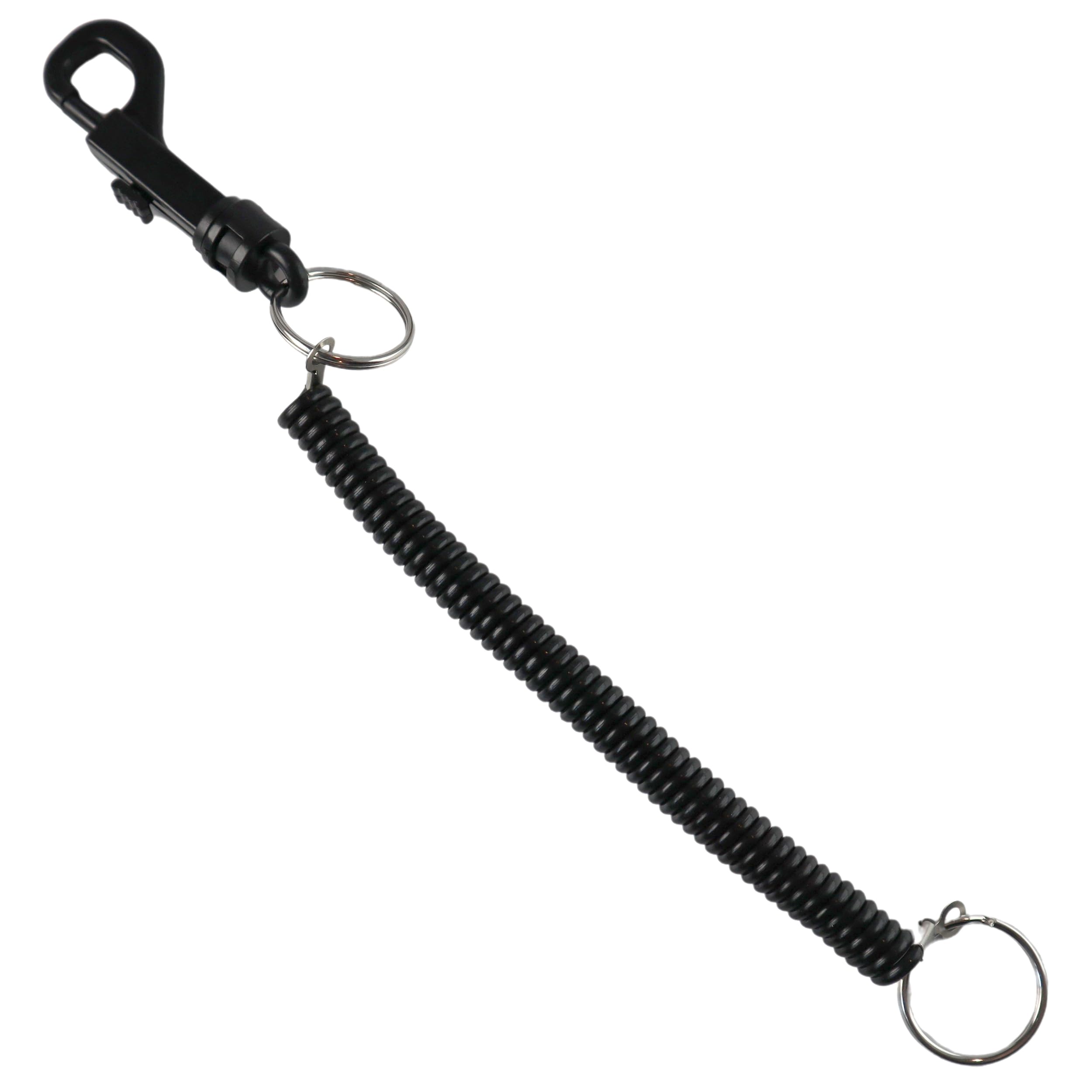 5 Pack Black Bungee Coil Cords - Stretchy Elastic Badge Lanyard & Keychain Holder for ID Cards, Keys, Casino Cards - Light Duty Use for Office, Events, Security, and Retail Workers
