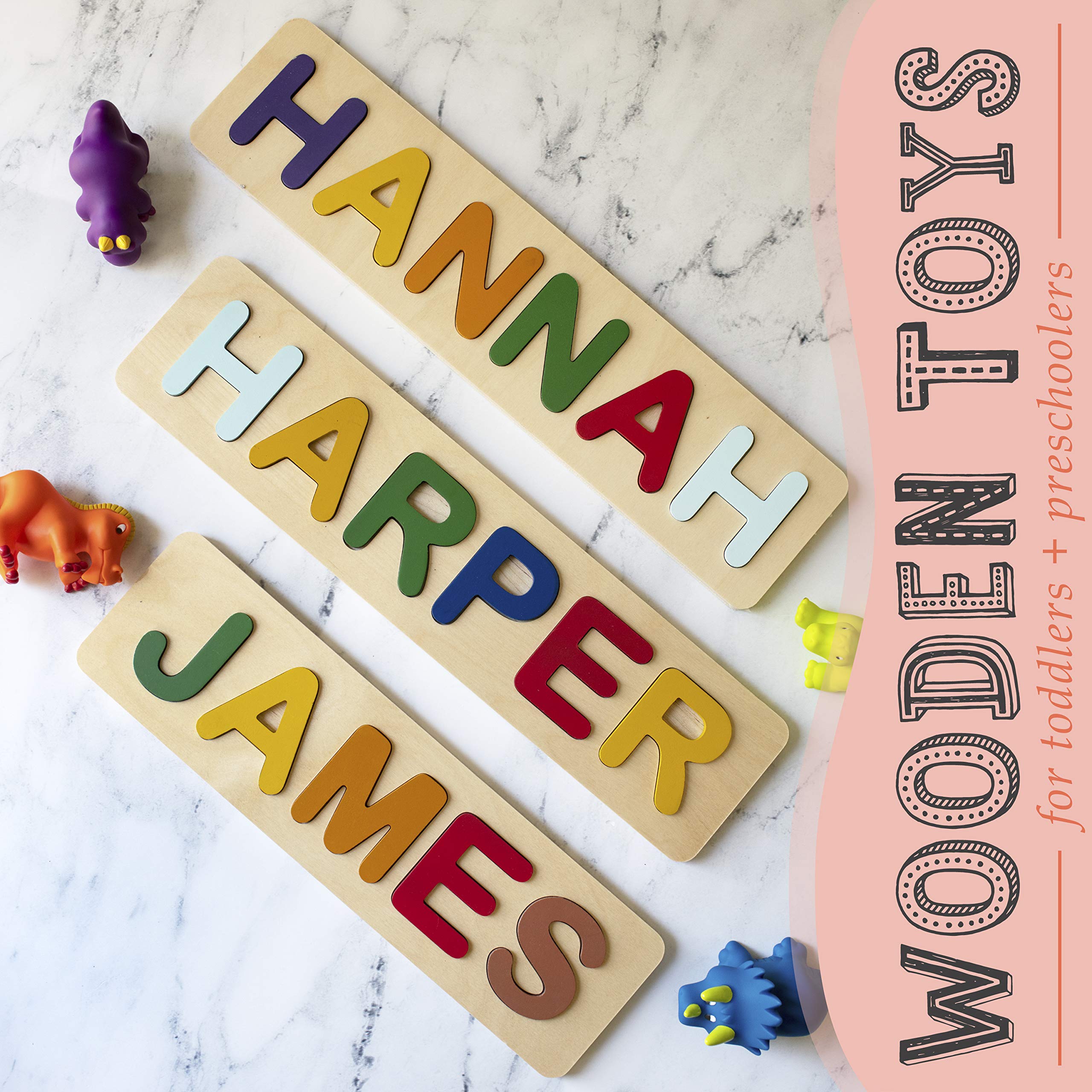 Personalized Wooden Name Puzzle for Toddlers - Custom Up to 12 Letters, Early Learning Educational Toy for Baby Boys & Girls | Easter Gift, Birthday Present, Montessori Classroom Activity