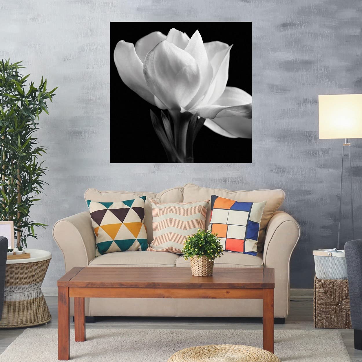 Michael Harrison Fine Art Canvas - Gardenia Floral Wall Decor Painting for Living Room, Bedroom, Office | 37x37 Inch Ready to Hang Canvas Art | Perfect for Home Decor, Housewarming Gift & Interior Design