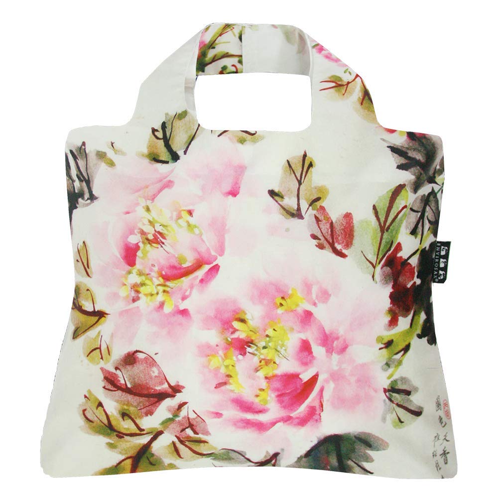 Eco-Friendly Reusable Grocery Bags - 5-Pack Fashion Totes with Peony Design for Shopping & Travel