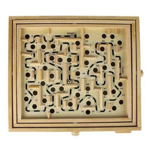 Classic Wooden Labyrinth Maze Puzzle Game - Brain Teaser & Hand-Eye Coordination Toy for Kids & Adults - Perfect for Family Game Night, Party Favors & Stress Relief