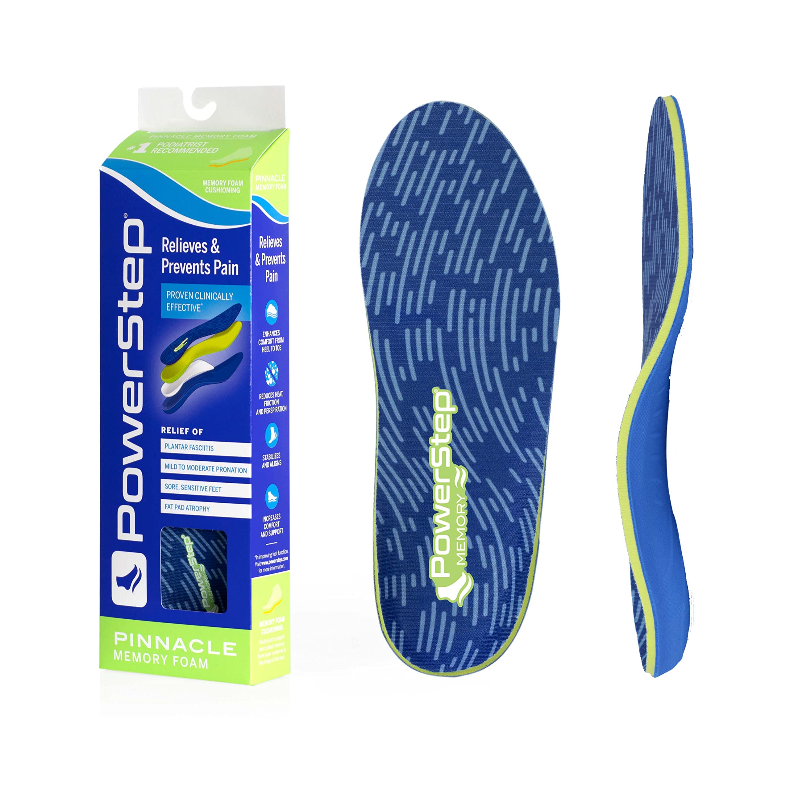 PowerStep Insoles - Memory Foam Orthotic Inserts for Heel & Arch Pain Relief - Cushioned Arch Support for Men & Women - Perfect for Running, Walking & Standing All Day