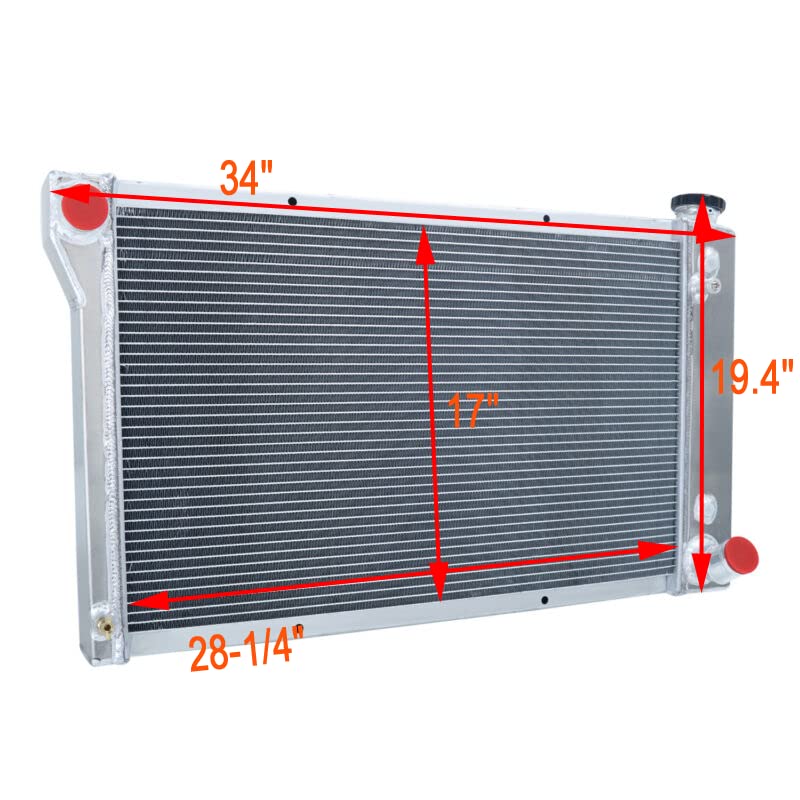 CU369 Aluminum Radiator for 1967-1972 Chevy C/K C10 C20 C30 K10 K20 & GMC K2500 K3500 Pickup Truck Suburban - 3 Row Core Radiator with Electric Fan Shroud & Thermostat Kit Combo - Perfect for Engine Cooling & Performance Upgrades
