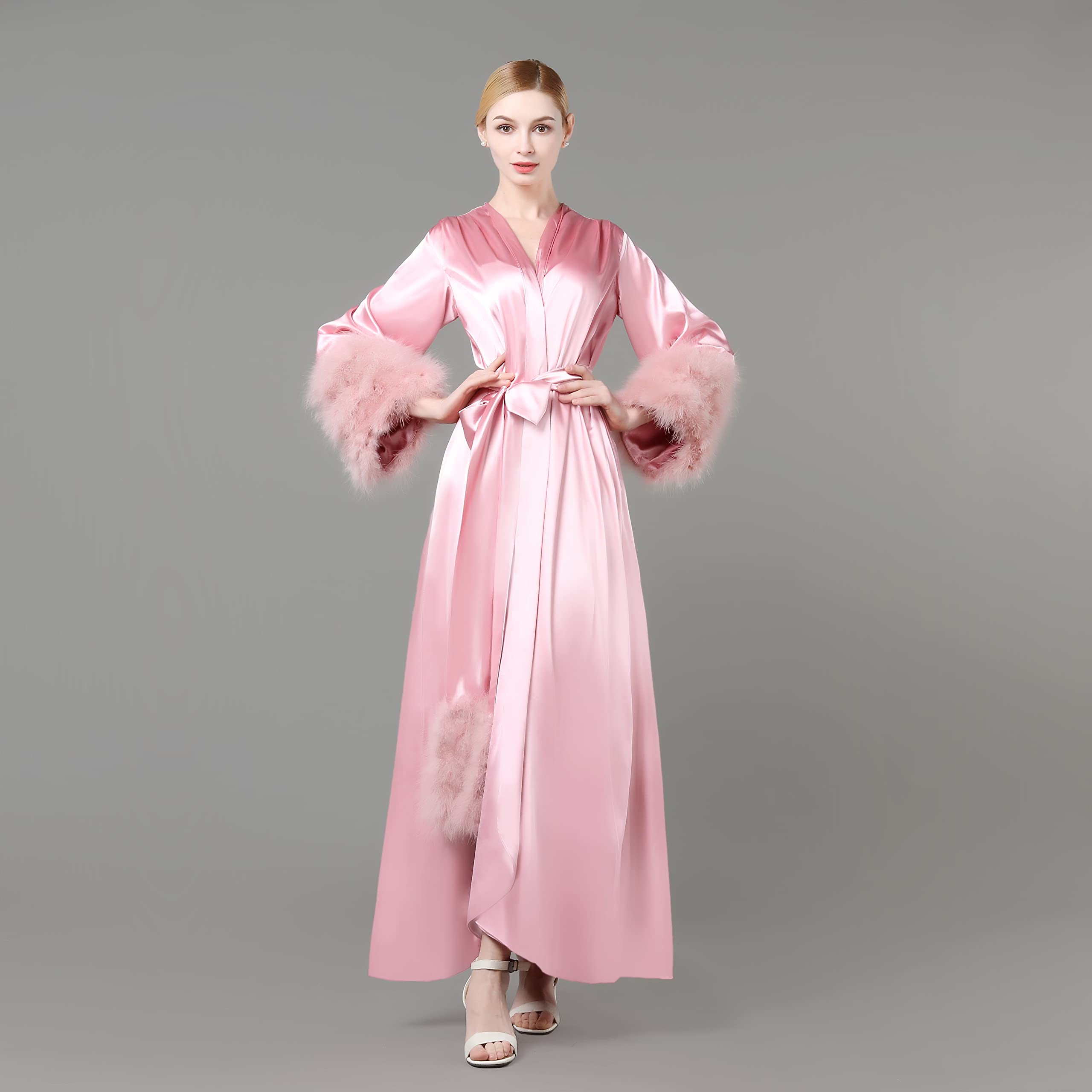 Luxury Women's Bathrobe - Soft Fur Nightgown & Bridal Robe with Belt for Spa, Sleepwear & Relaxation at Home