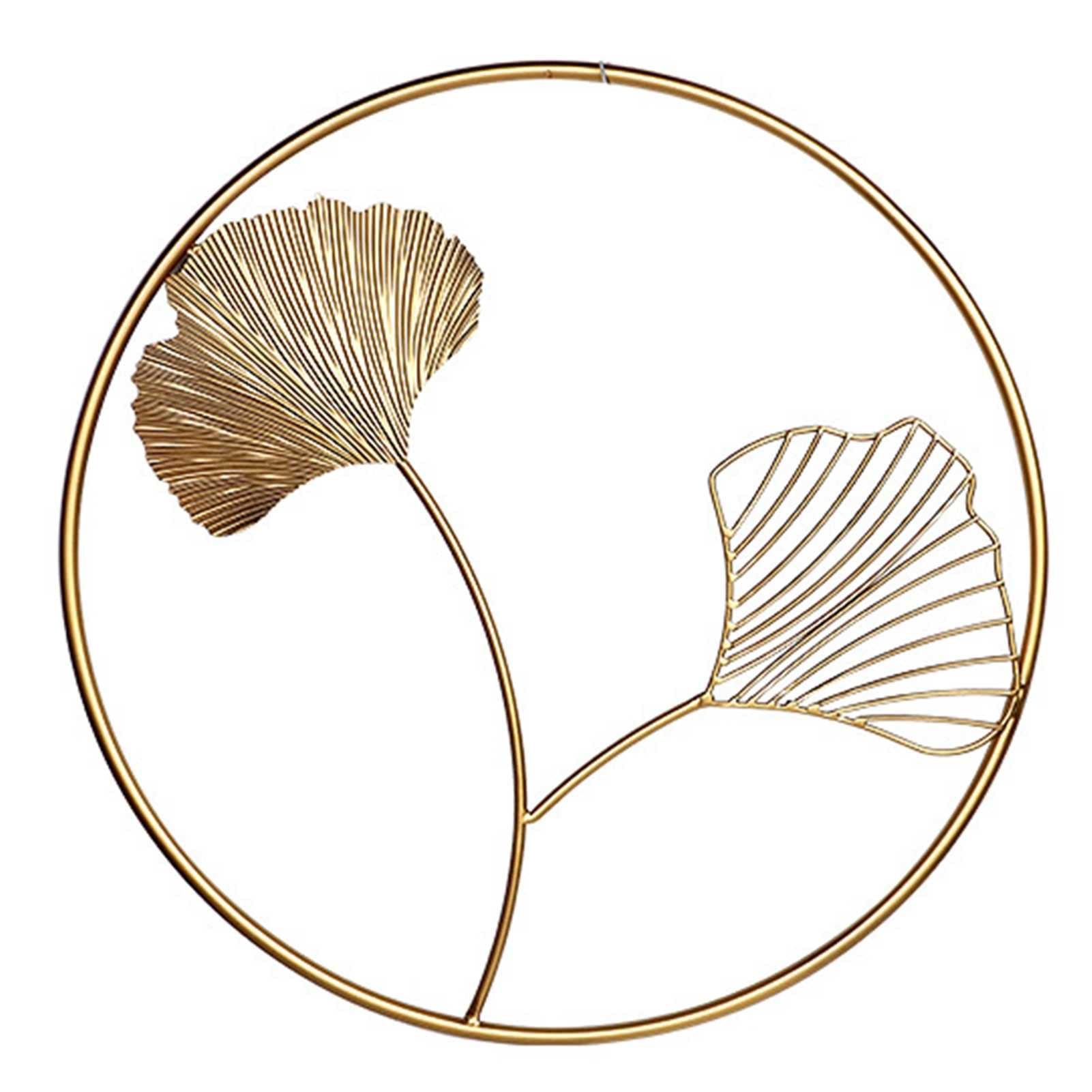 DHWWXDL Gold Metal Leaf Wall Art Decor - Handcrafted Wrought Iron Hanging Wall Decor for Bedroom, Living Room & Office - Elegant Home Decoration for Modern Interior Design