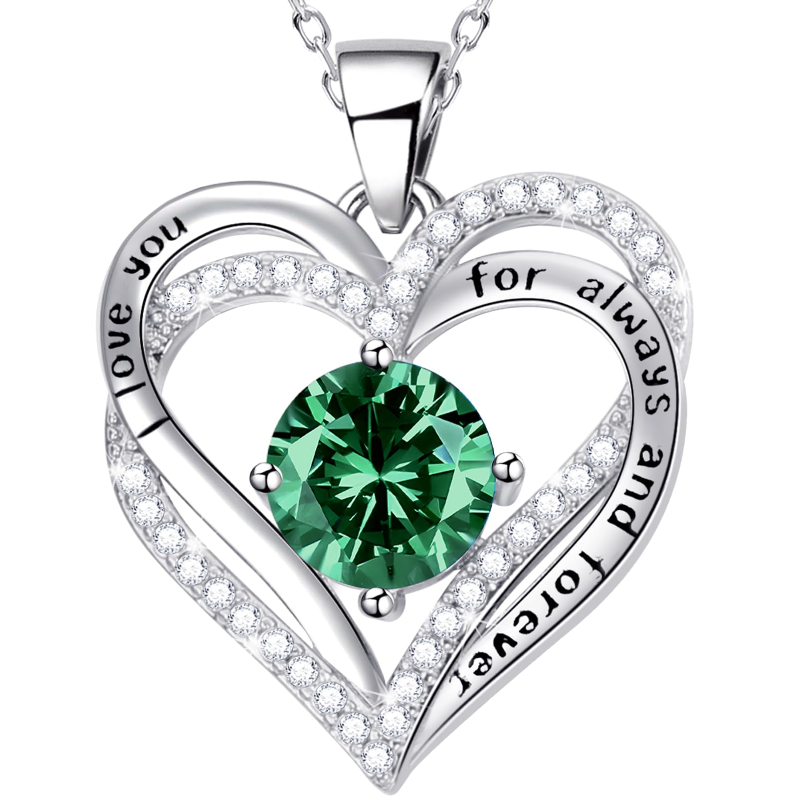 Elegant Silver Heart Necklace for Women - Emerald Birthstone Jewelry, Perfect Birthday Gift for Mom & Anniversary Present | Ideal for Special Occasions & Everyday Wear