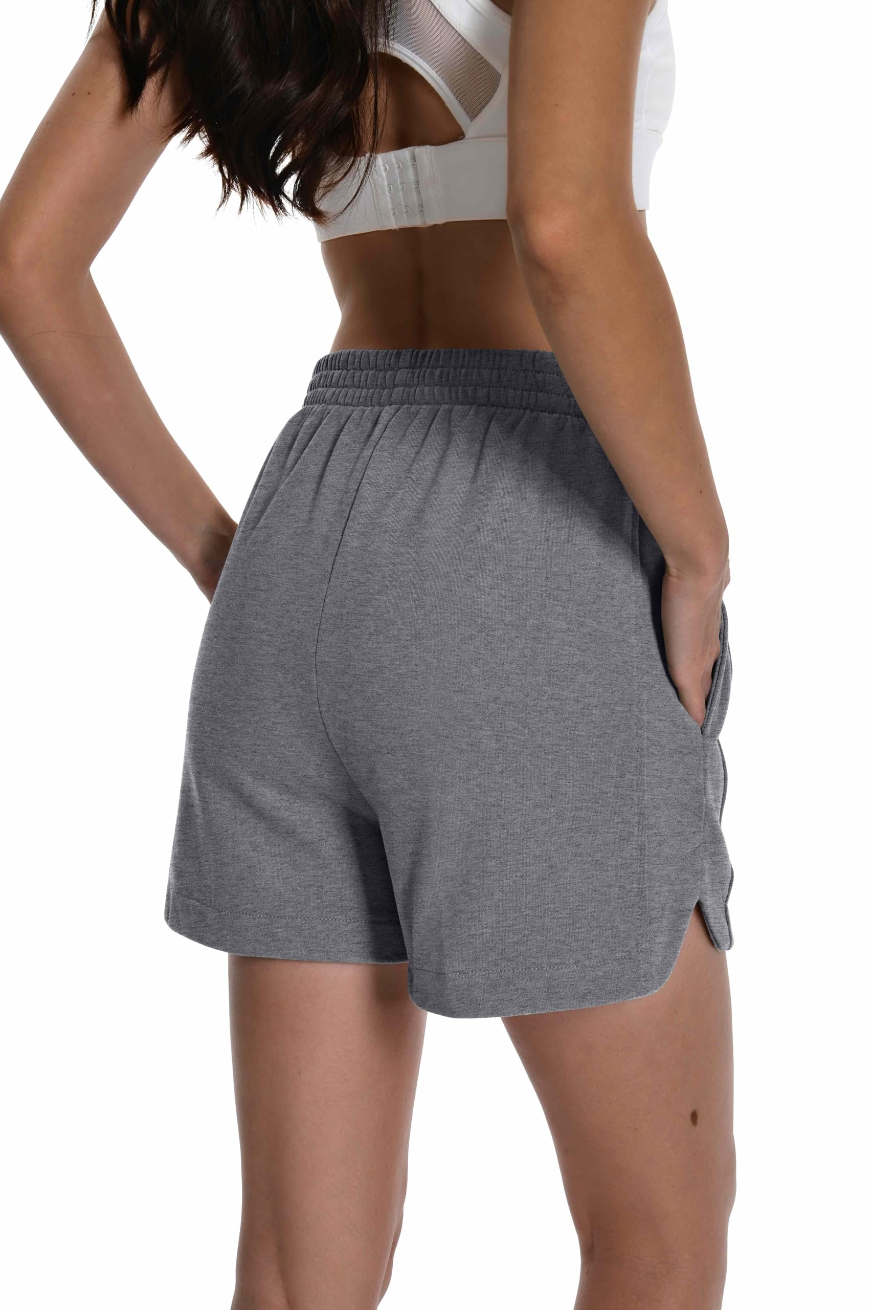 Women's Cotton Sweat Shorts with Pockets - Curved Hem Lounge & Workout Athletic Shorts for Yoga, Running, Gym and Casual Wear