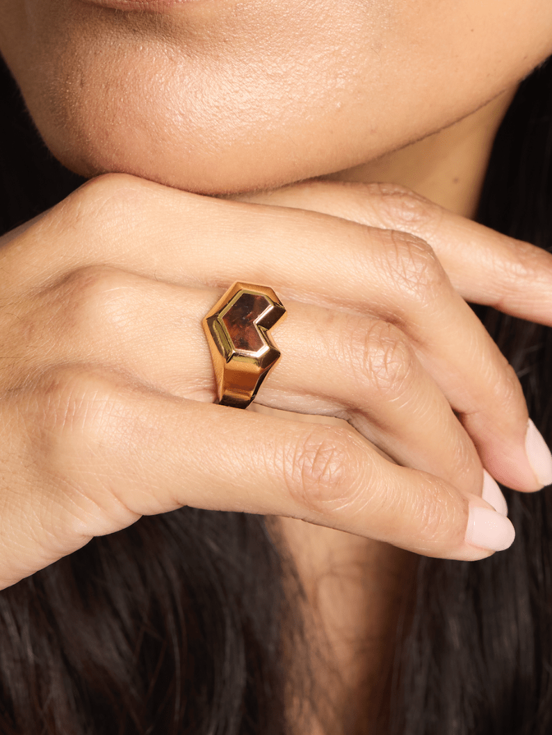 18K Gold Plated Red Tiger Eye Ring for Women - Elegant Statement Jewelry for Everyday Wear, Gift Giving & Special Occasions