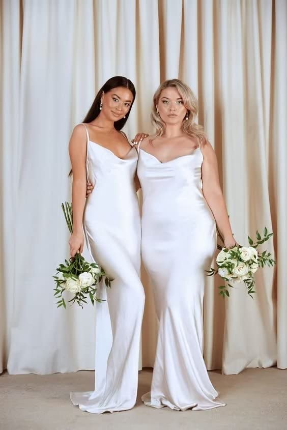 Elegant Olive Satin Spaghetti Strap V-Neck Mermaid Wedding Dress for Bridesmaids & Prom - Size 4 | Perfect for Beach Weddings, Evening Parties & Formal Events
