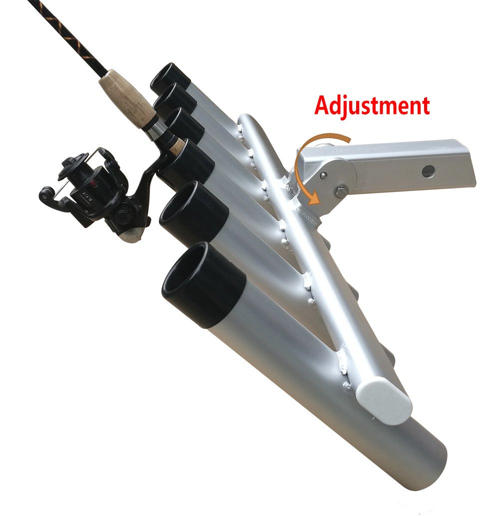 Brocraft Hitch Mount 6 Pole Fishing Rod Holder - Heavy Duty Truck Rod Rack for Pickup & SUV - Perfect for Beach, Lake & River Fishing Trips