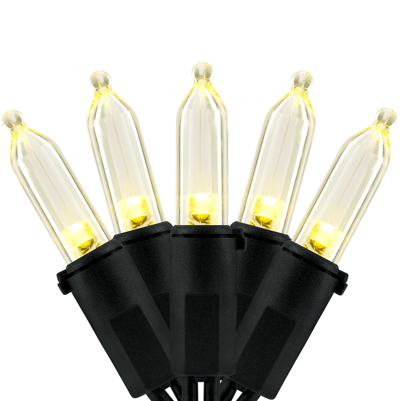 YULETIME 200 Warm White LED Christmas Lights - 66ft Black Wire UL Certified Commercial Grade Holiday String Lights for Indoor/Outdoor Decor, Tree Trimming, and Festive Lighting