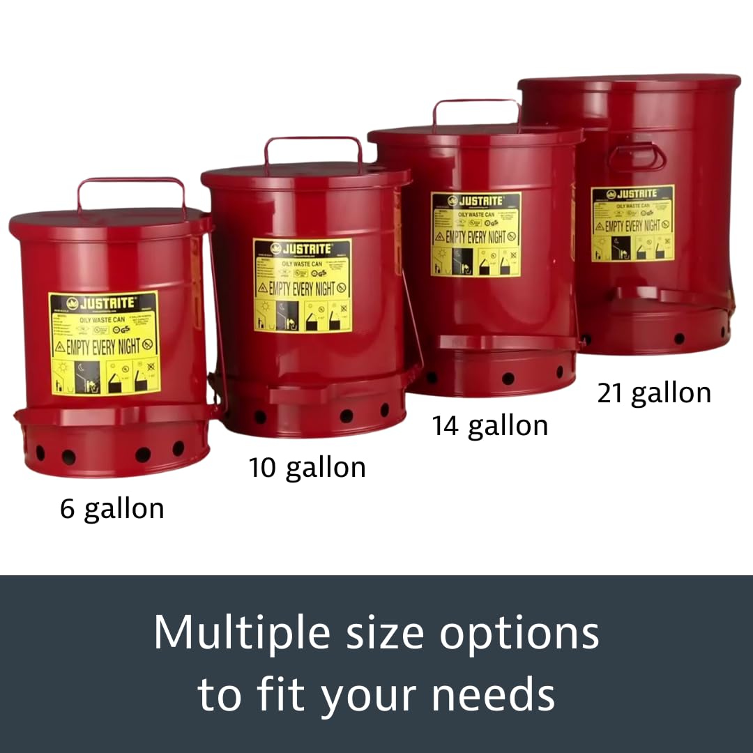 Justrite 21 Gallon Galvanized Steel Oily Waste Can with Foot Pedal - 23.5