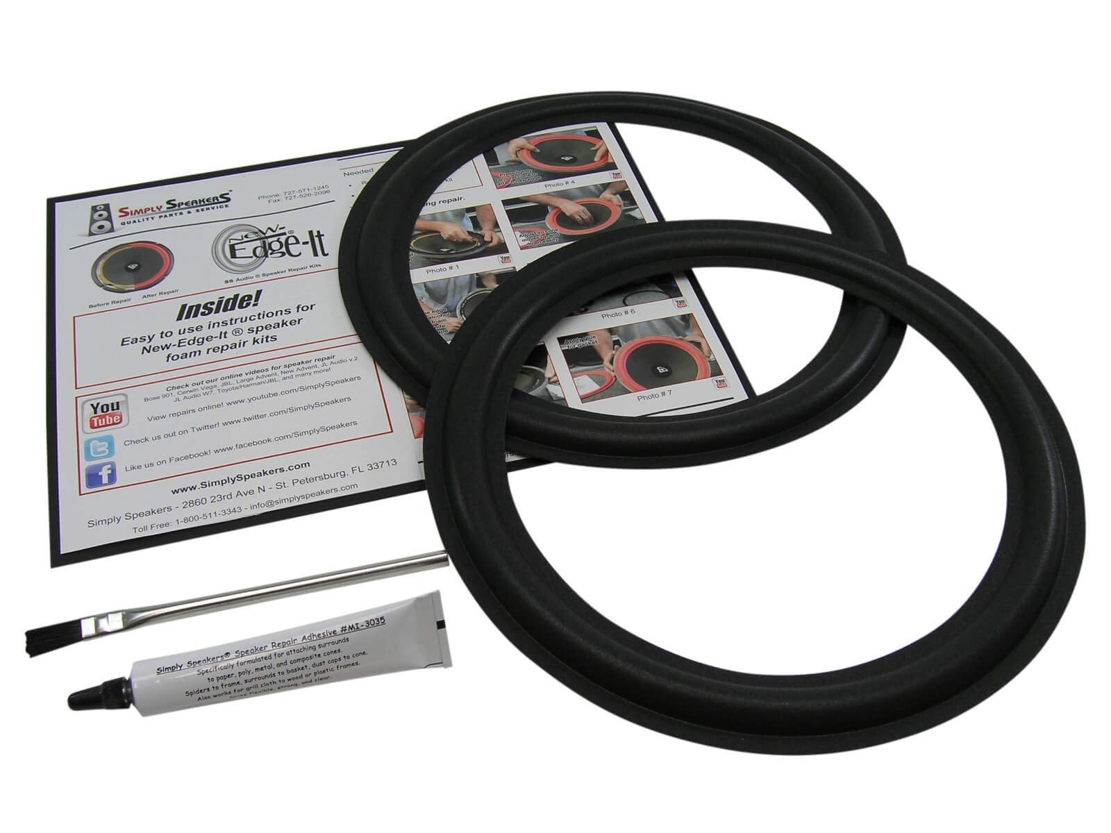 Acoustic Research 11 Inch Foam Speaker Repair Kit FSK-11AR (Pair) - Perfect for Home Audio and Vintage Speaker Restoration