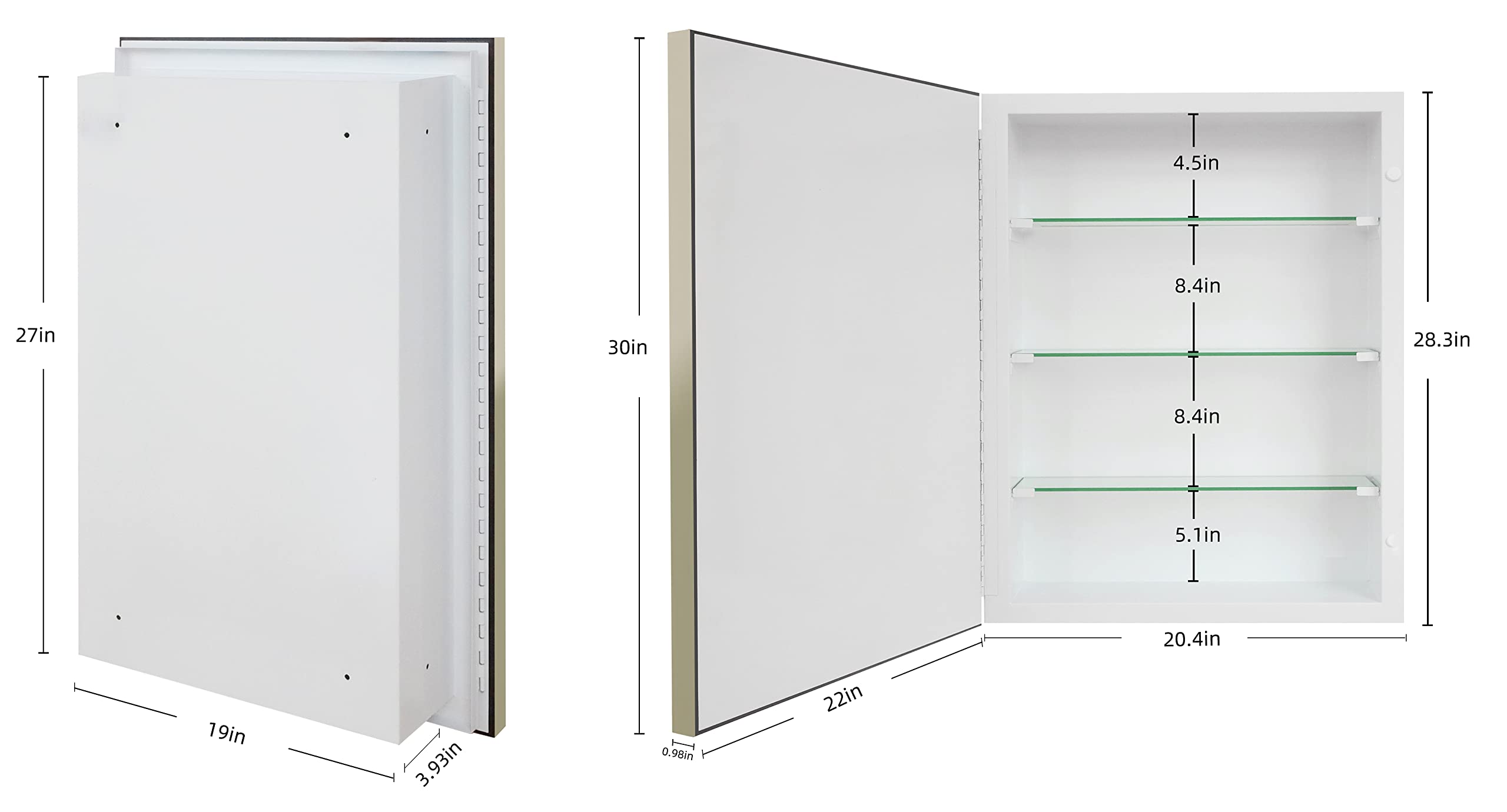 Retro Bevel Edge Medicine Cabinet with Metro Beaded Mirror - 22