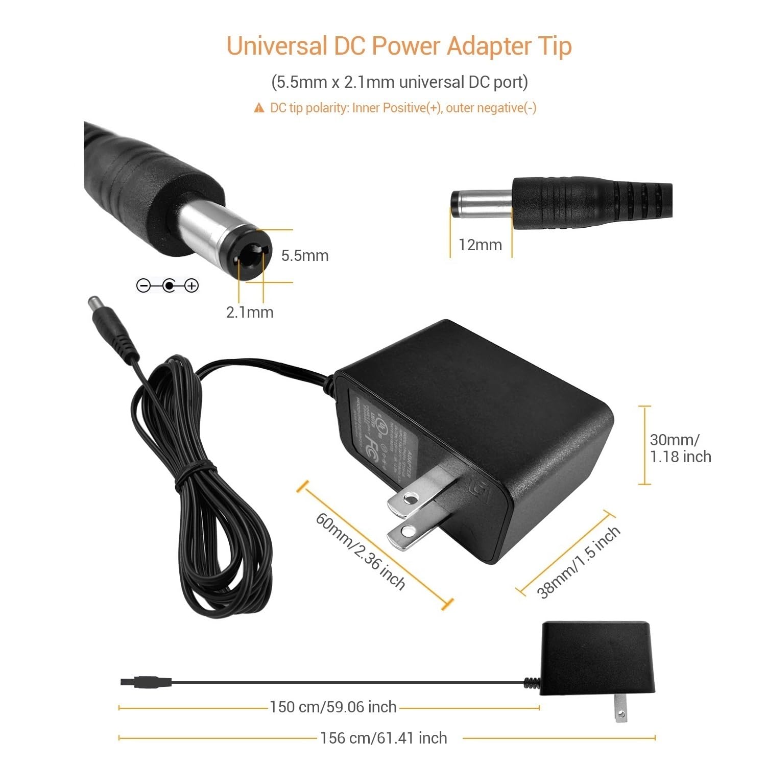 UL Certified 12V 1A Power Adapter for Security Cameras - 2-Pack AC/DC 100V-240V Power Supply with 2.1x5.5mm Connector - Compatible with Lorex, Night Owl, Swann, ZOSI, Reolink & Annke IP/BNC Cameras - Ideal for Home Surveillance, Business Security & Outdoor Monitoring Systems