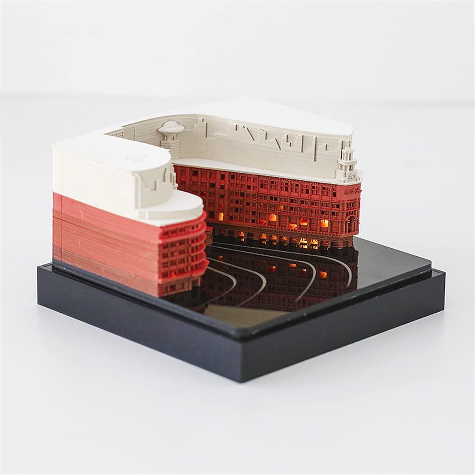Oversized 3D Memo Pad with LED Lights - Kawaii City Building Block Paper Model | Creative Post-it Notes with Pen Holder & Bookmark | Detailed Design Large Notepad in Gift Box (Brown) - Perfect for Office Desk Decor, School Supplies & Kawaii Stationery Gifts