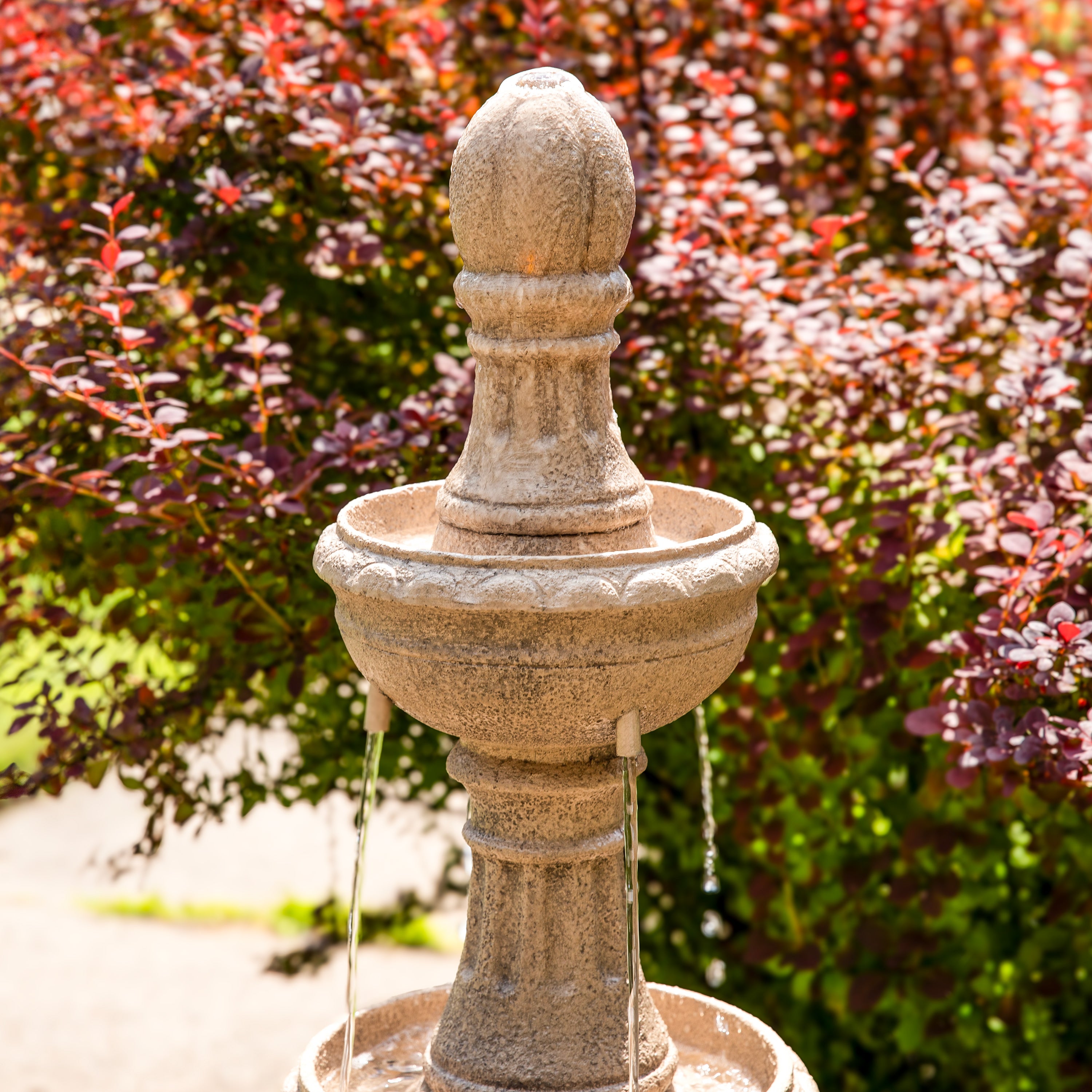 Sunnydaze Cyprus 3-Tier Polyresin Outdoor Water Fountain - 39 Inch Height, Garden Decor, Patio Fountain for Backyard, Porch, and Landscape (Perfect for Relaxation and Outdoor Ambience)