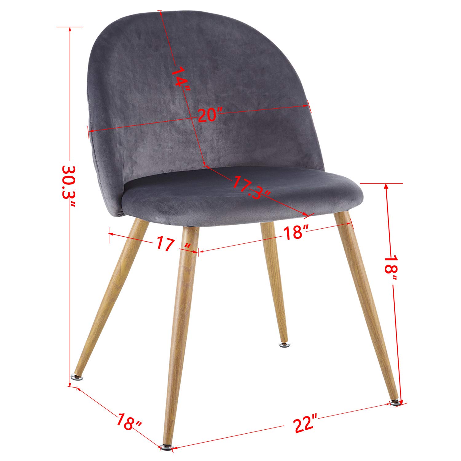 Velvet Accent Chairs Set of 2 - Modern Upholstered High Back Side Chairs with Gold Metal Legs for Living Room, Bedroom, Dining Room & Vanity | Elegant Home Decor & Cafe Seating (Grey) - Perfect for Relaxing, Entertaining Guests & Stylish Home Makeover
