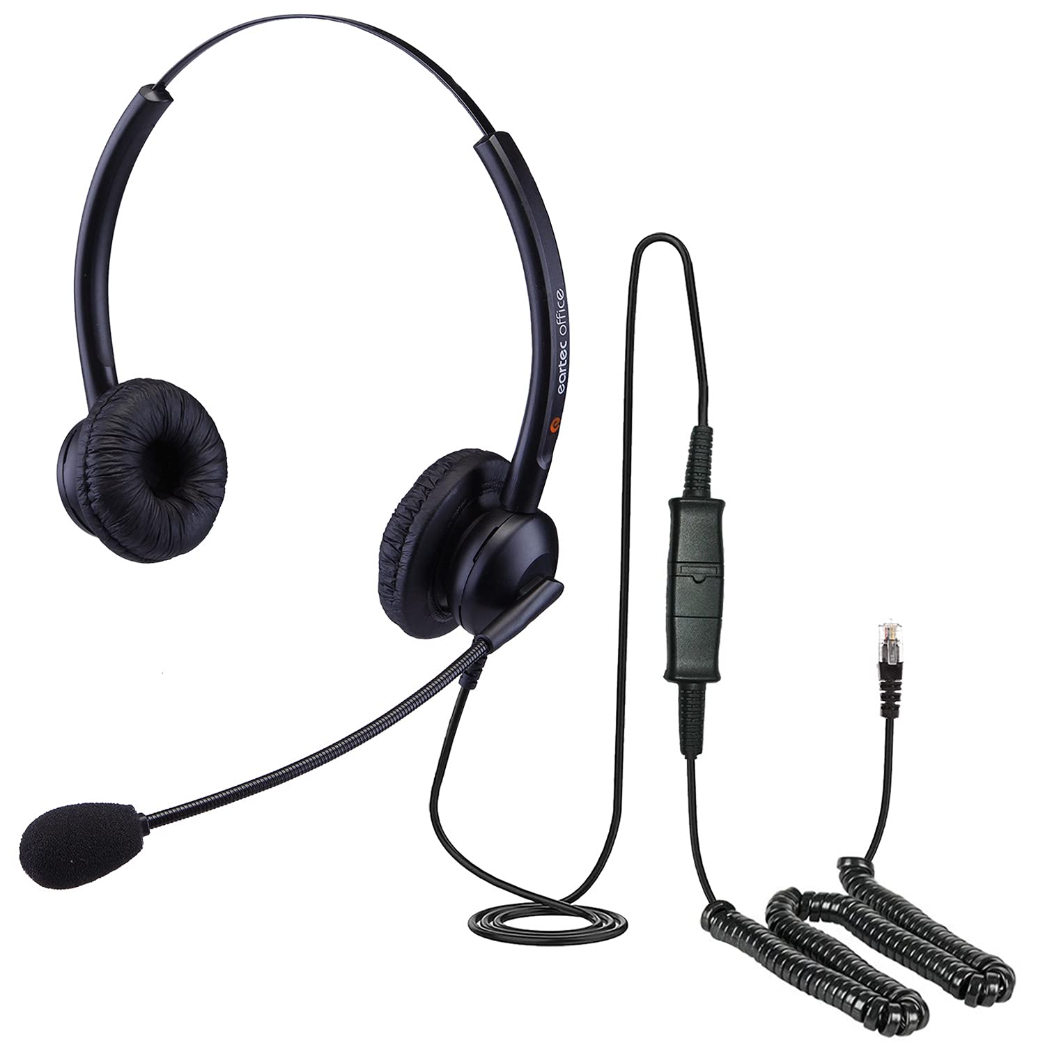 Alcatel-Lucent IP Touch Headset - Compatible with IP 8001G, 8002, 8010, 8018, 8030 & 8040 VoIP Phones - Double Ear Headphones with Noise Canceling Mic & Free RJ9 Cable - Perfect for Office Calls, Remote Work & Customer Service