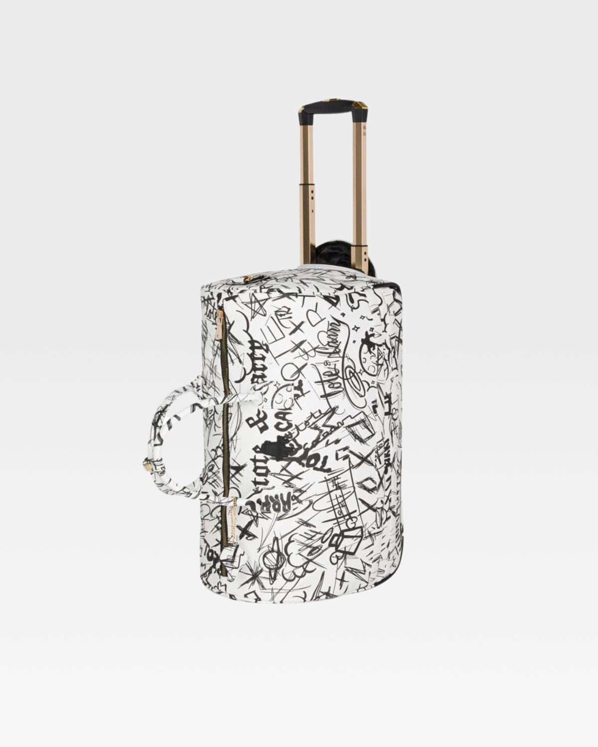 Graffiti Rolling Duffle Bag - White Waterproof Travel Luggage for Gym, Sports & Weekend Getaways