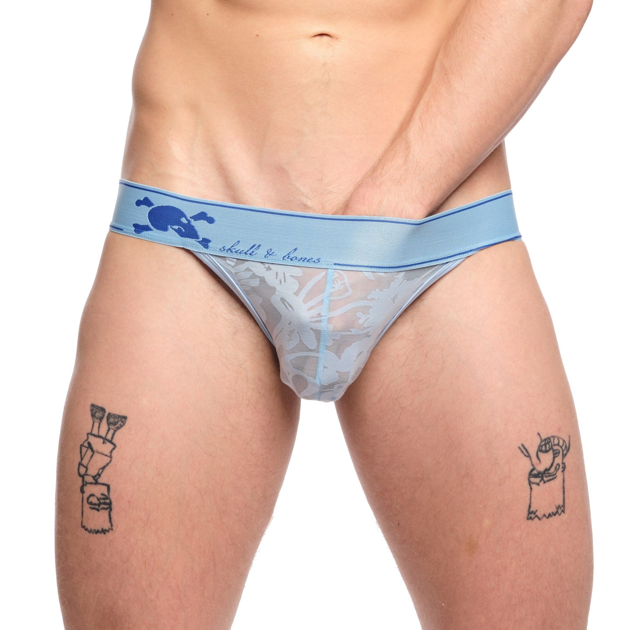 Dutch Floral Burnout Sport Briefs for Women - Comfortable Cotton Underwear for Yoga, Gym & Daily Wear - Sky Blue