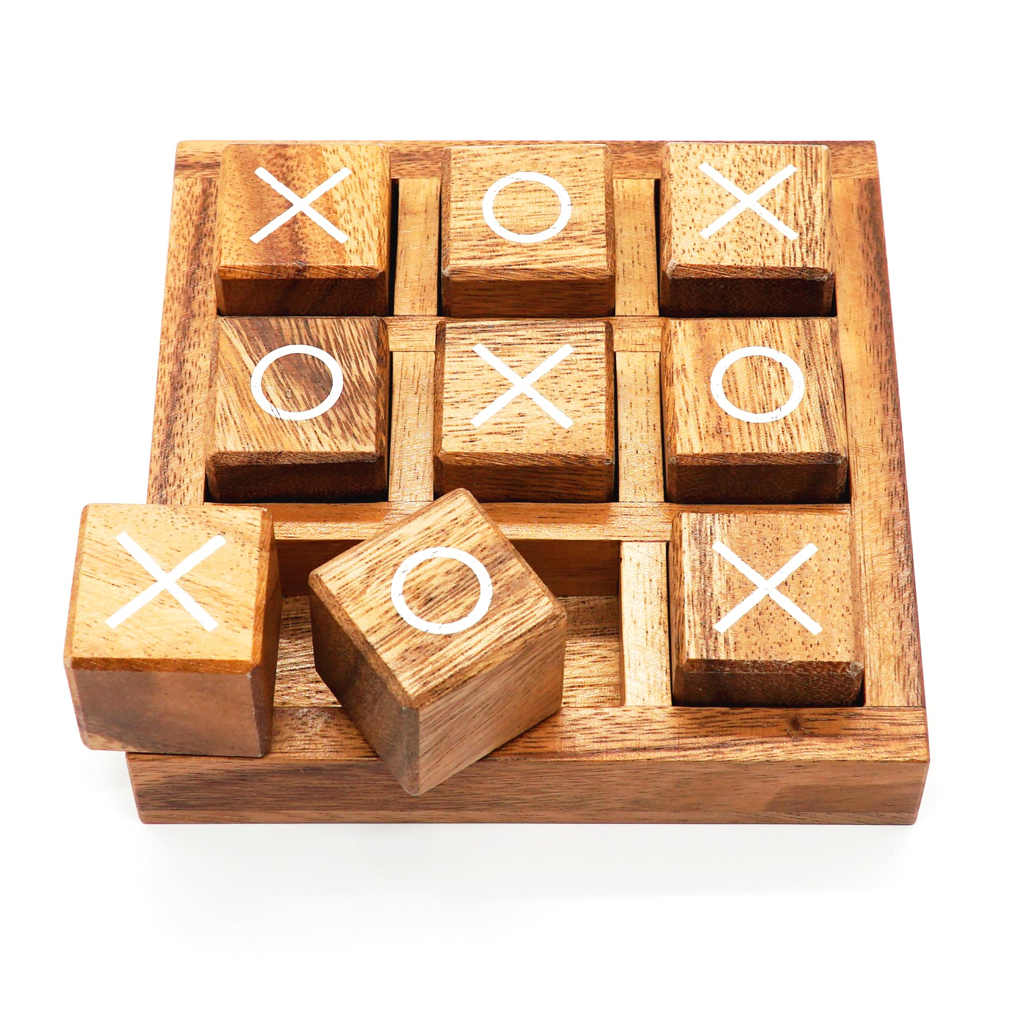 Premium Wooden XO Blocks Tic Tac Toe Game Set - 5.5 Inch Classic Board Game for Kids, Family Game Night & Adults | Rustic Farmhouse Coffee Table Decor | Unique Birthday, Christmas Gift Idea for All Occasions | Perfect for Indoor Play, Party Entertainment & Home Decoration