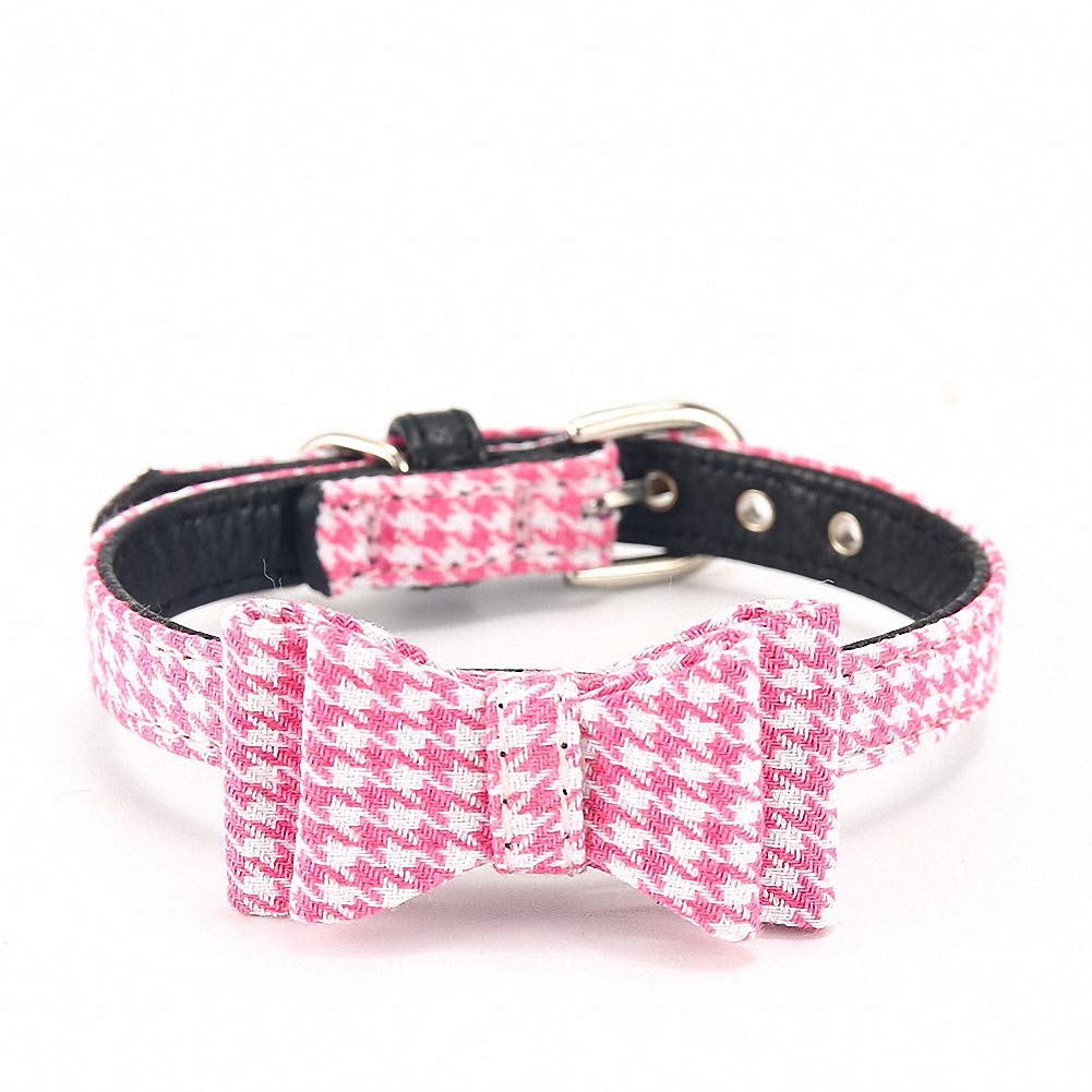 SOCHII Adjustable Plaid Bowknot Dog Collar with Bells - Cute Pet Collar for Small Dogs, Cats, Kittens & Pitbulls - Perfect for Daily Walks, Training & Fashion Accessories