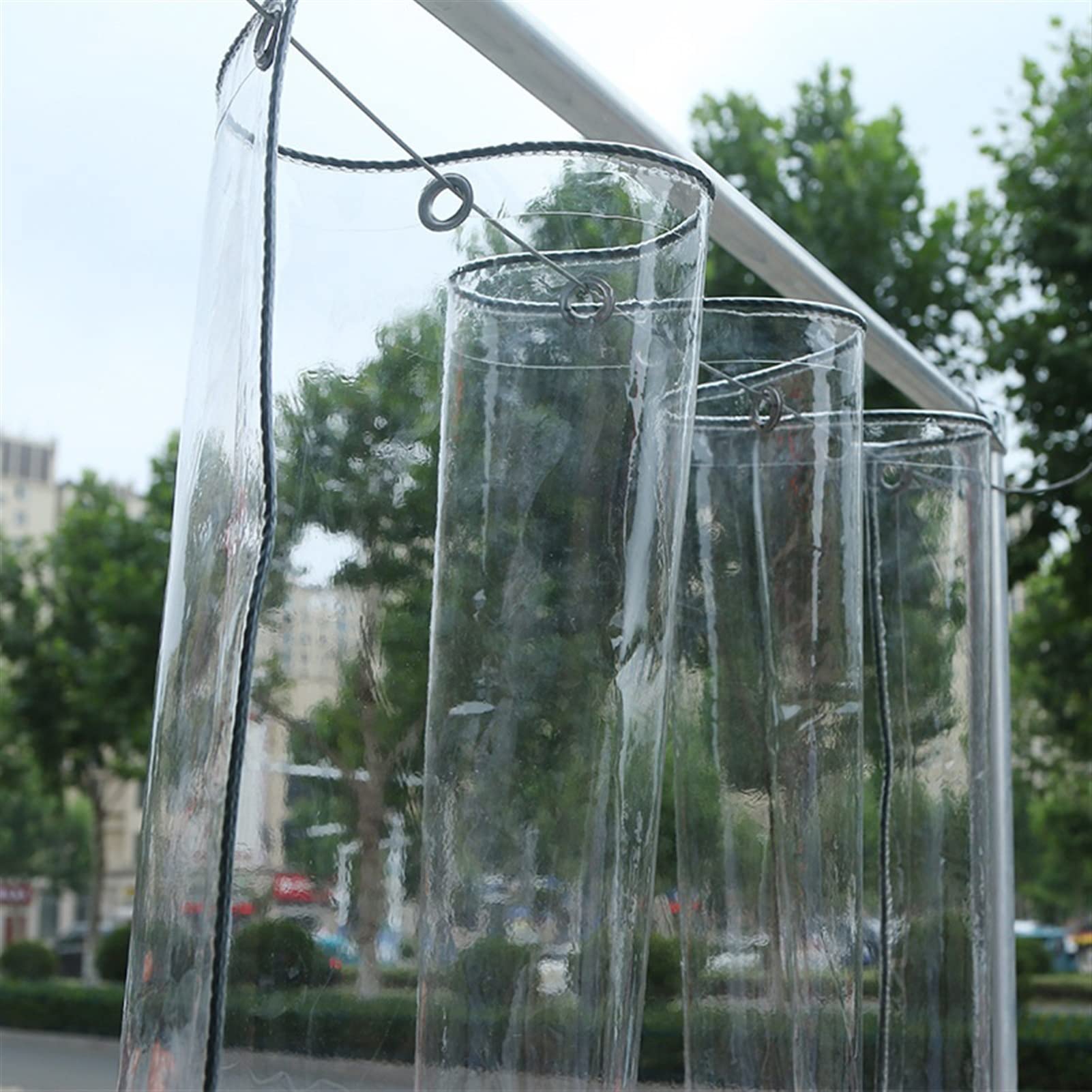 Heavy Duty Clear Vinyl Tarps with Grommets - 450g/m² Waterproof Transparent Tarp for Outdoor Use (5x8ft) - Perfect for Patio Covers, Greenhouse Enclosures & Camping Protection