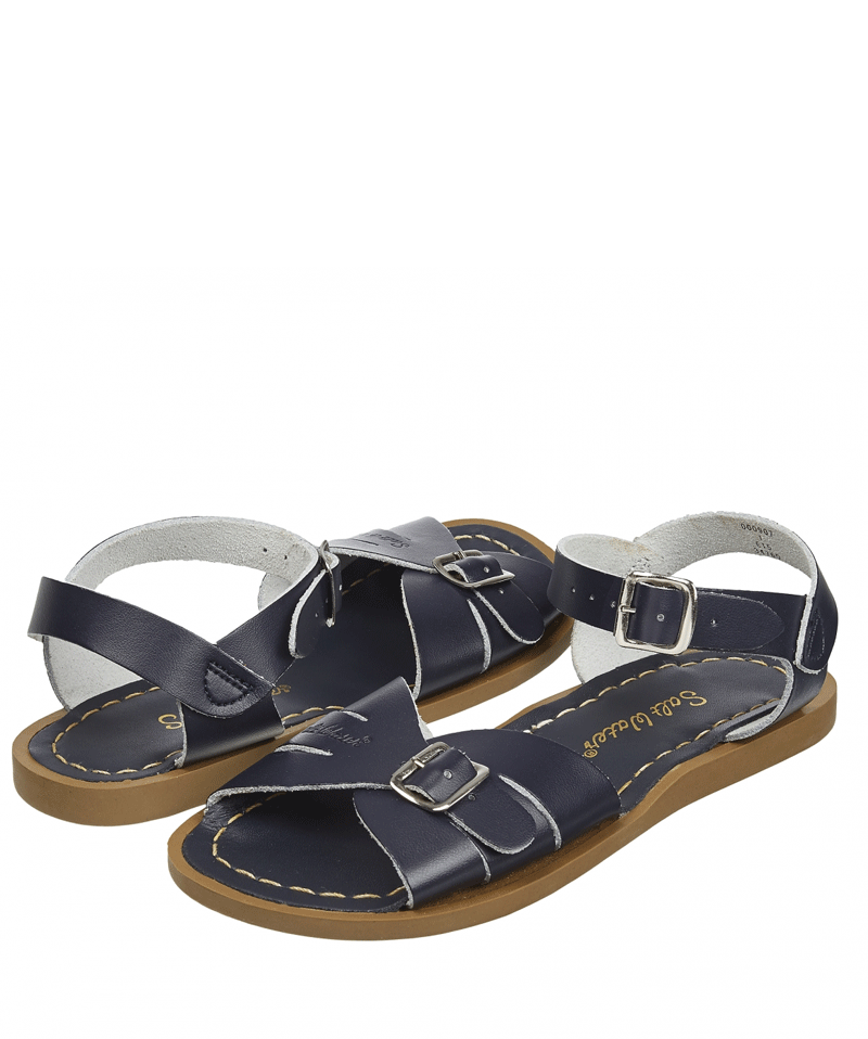 Classic Navy Saltwater Sandals for Women & Girls | Comfortable Leather Beach Sandals with Adjustable Buckle | Perfect for Summer, Vacation & Water Activities