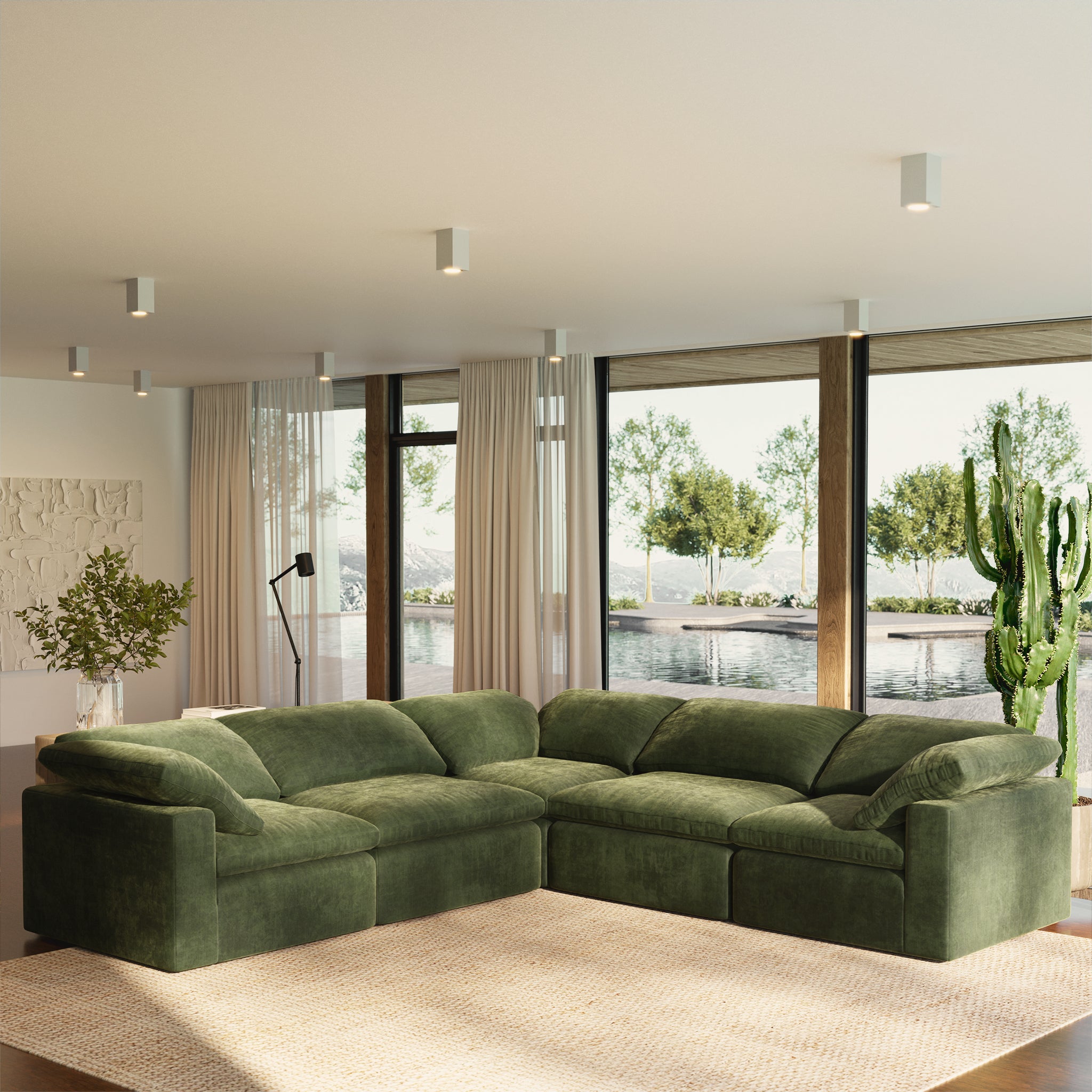 5-Piece Aspen Modular Corner Sectional Sofa Set - Modern L-Shaped Couch with Reversible Chaise for Living Room, Family Room & Home Theater