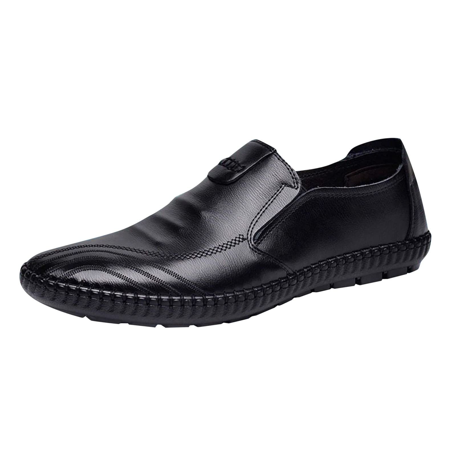 Men's Black Leather Loafers - Classic Slip-On Oxford Dress Shoes for Business & Formal Wear - Comfortable & Stylish for Office, Weddings & Special Occasions