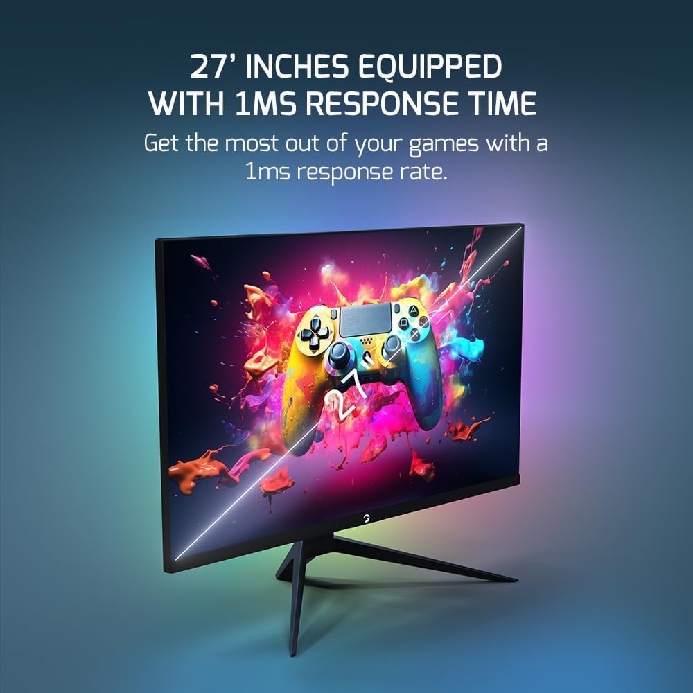 Gamepower Ace A20 27 Inch Gaming Monitor - 75Hz, 1ms Response, Full HD 1080P VA Panel, HDR, Frameless Design, RGB Backlight - Perfect for PC Gaming, Home Office & Entertainment Setup