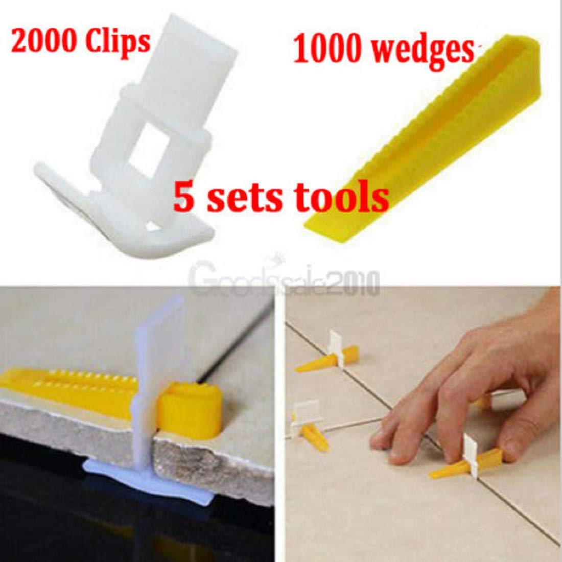 Thaisan7 Tile Leveling System Kit - 2000 Plastic Spacers & 1000 Wedges for Floor and Wall Tile Installation - Perfect for DIY Home Renovation, Bathroom & Kitchen Tiling Projects