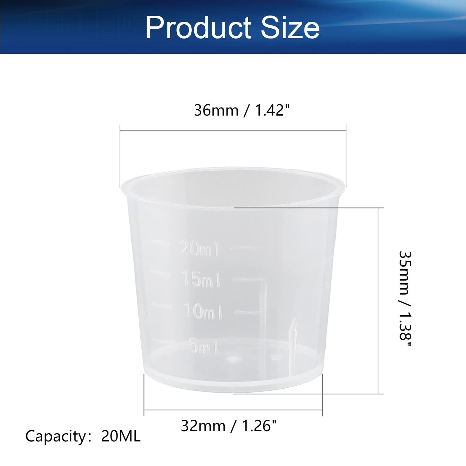 20Pcs 20mL Plastic Graduated Beakers - Multipurpose Measuring Cups for Lab, Kitchen & Resin Mixing | Transparent Liquid Mixing Beakers for Science Experiments, Cooking & DIY Crafts