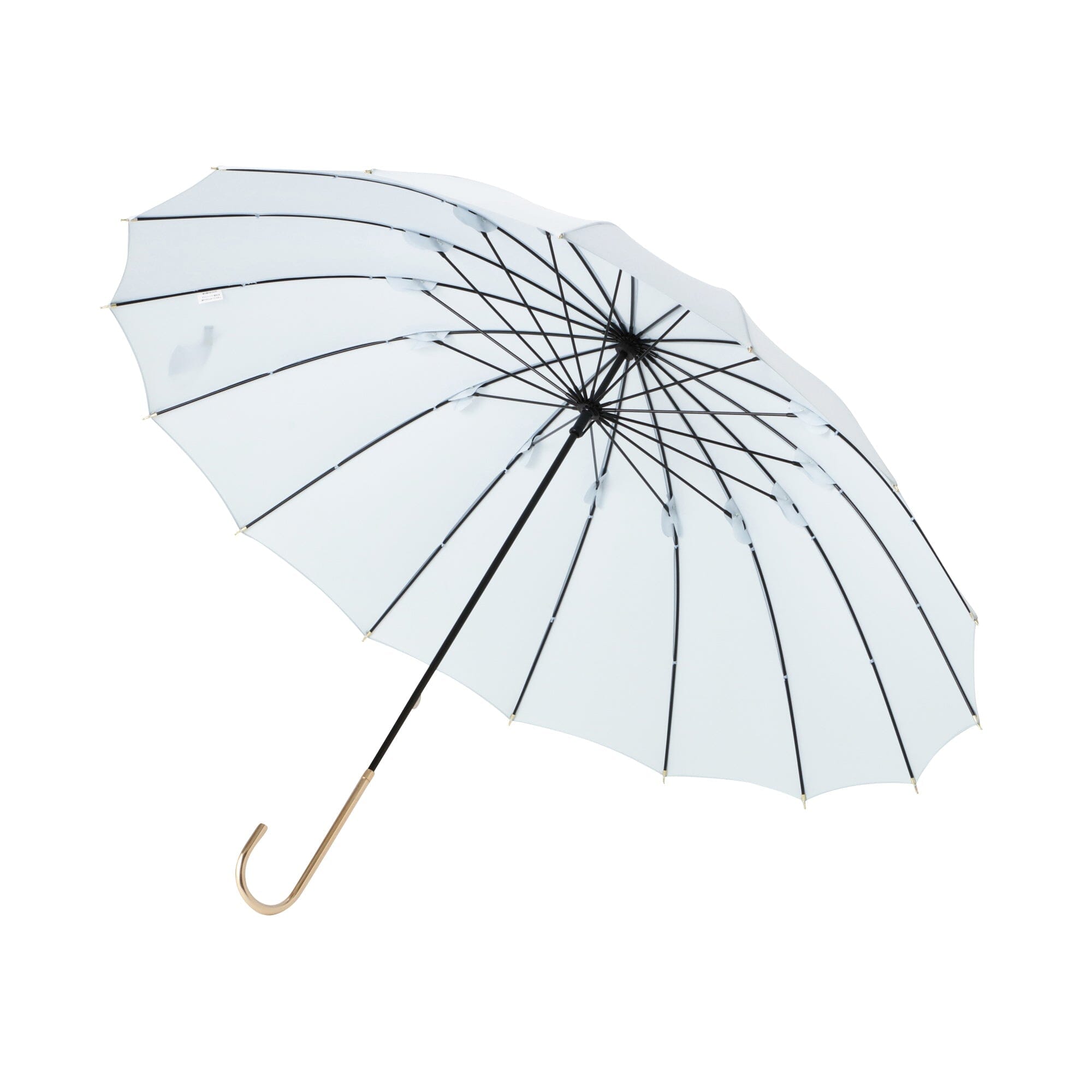 16-Rib Solid Long Umbrella - Windproof & Waterproof - Blue & Grey - Perfect for Rainy Days, Outdoor Events & Travel