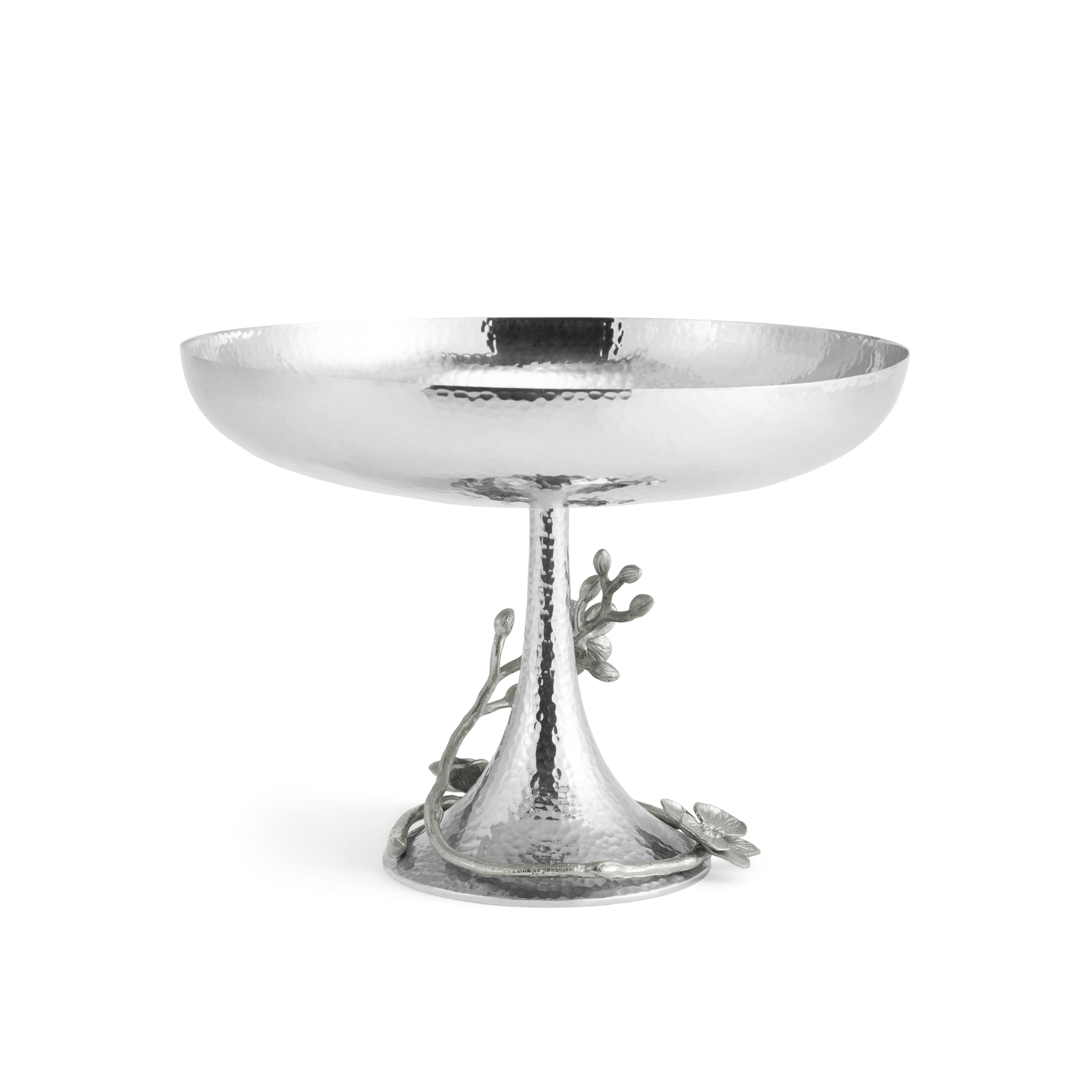 Elegant White Orchid Footed Centerpiece Bowl - Perfect for Wedding Decor, Dining Table Centerpiece, and Home Decoration
