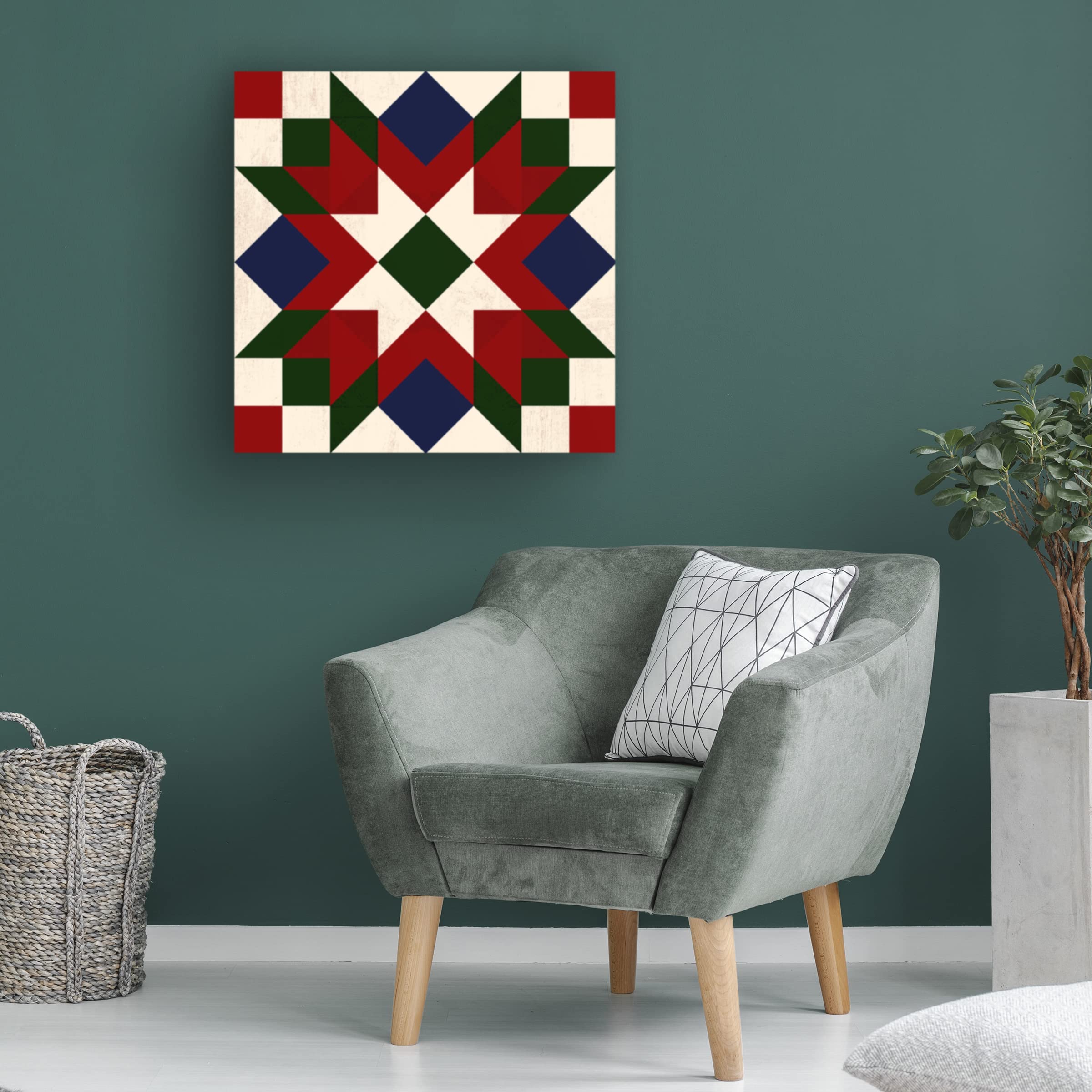 Victoria Barnes 'Christmas Barn Quilt IV' Canvas Wall Art Print - Holiday Home Decor for Living Room, Bedroom & Office