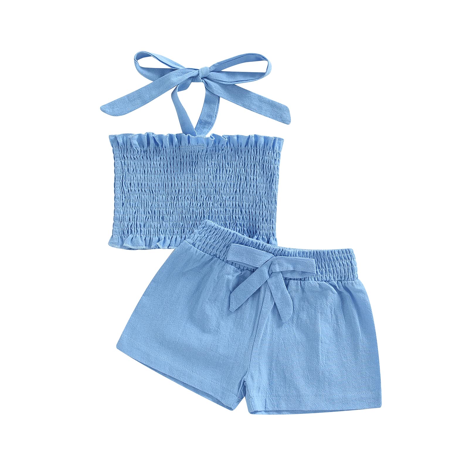 Toddler Girl Halter Tank Tops - Solid Color Pleated Summer Outfits for Casual Play & Beach Wear