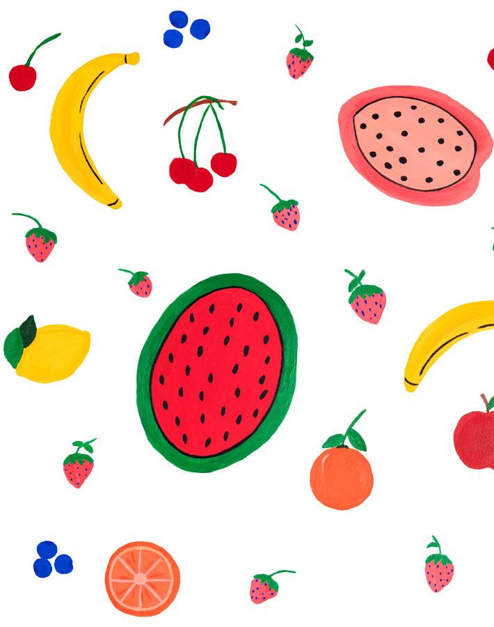 Fruit Punch Wallpaper by Carly Beck - White Peel and Stick Removable Wallpaper - Perfect for Bedroom, Nursery, and Home Office Decor