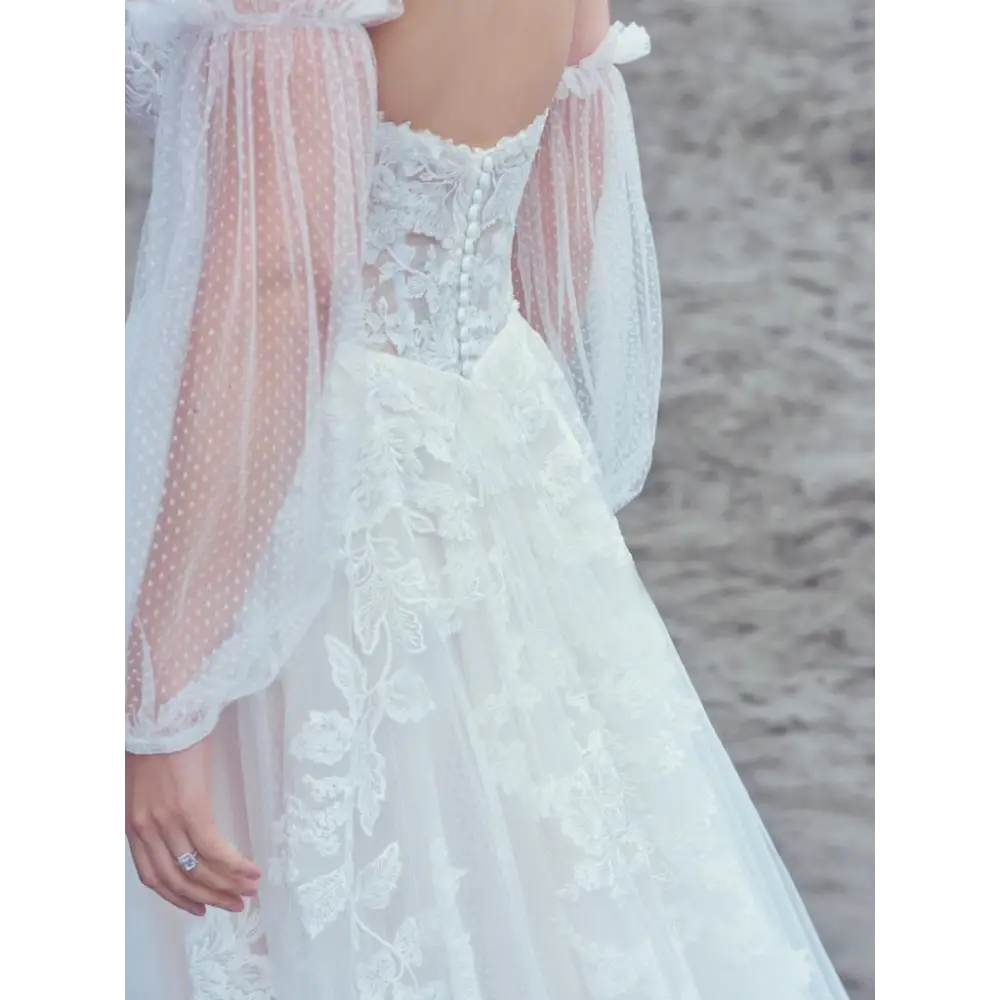 Maggie Sottero Brava Wedding Dress with Detachable Sleeves - Elegant Bridal Gown for Church, Beach & Outdoor Ceremonies