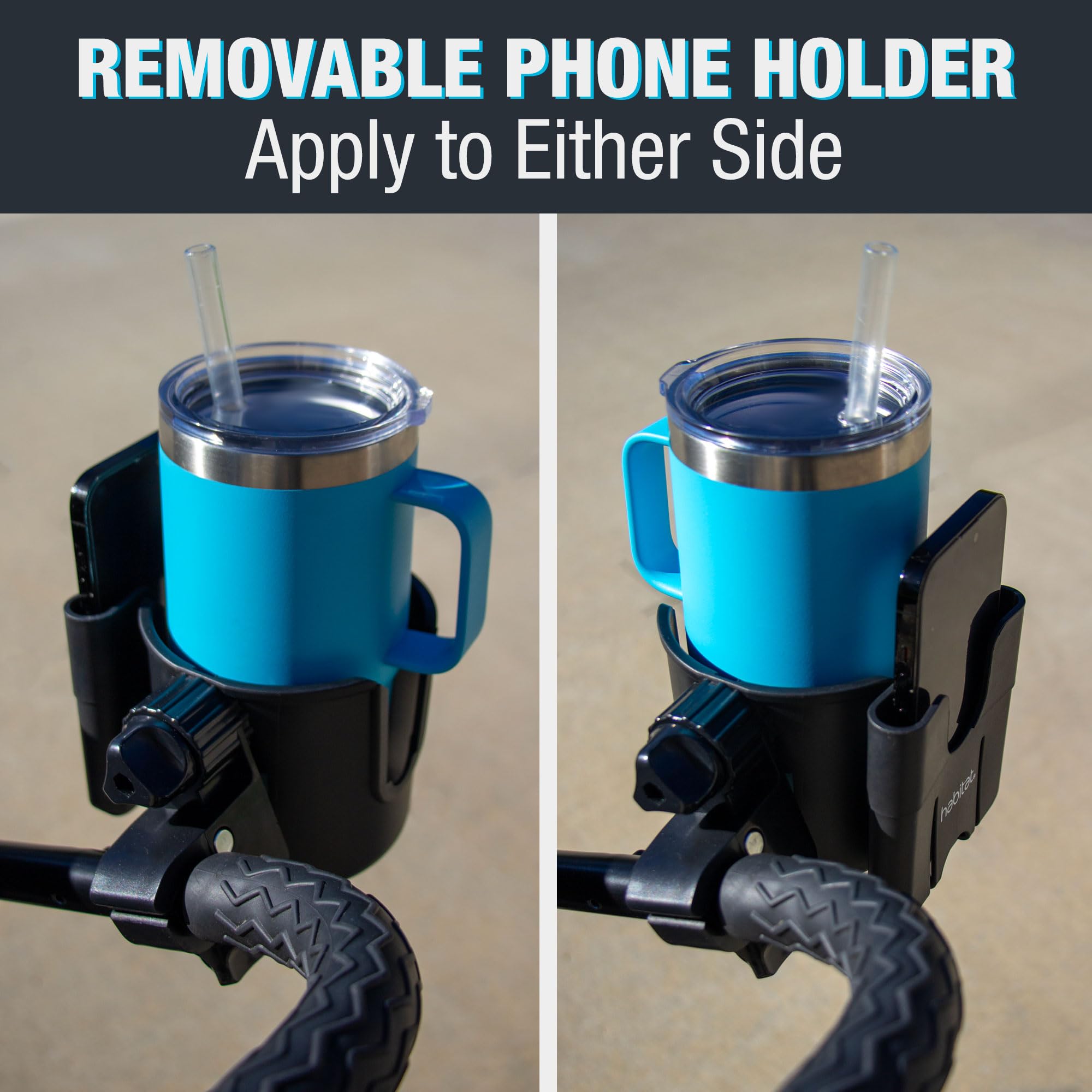 Universal Stroller Cup Holder with Phone Holder - Adjustable Drink & Phone Organizer for Baby Strollers, Walkers, Bikes & Scooters - Perfect Parent Gift for On-the-Go Feeding & Entertainment