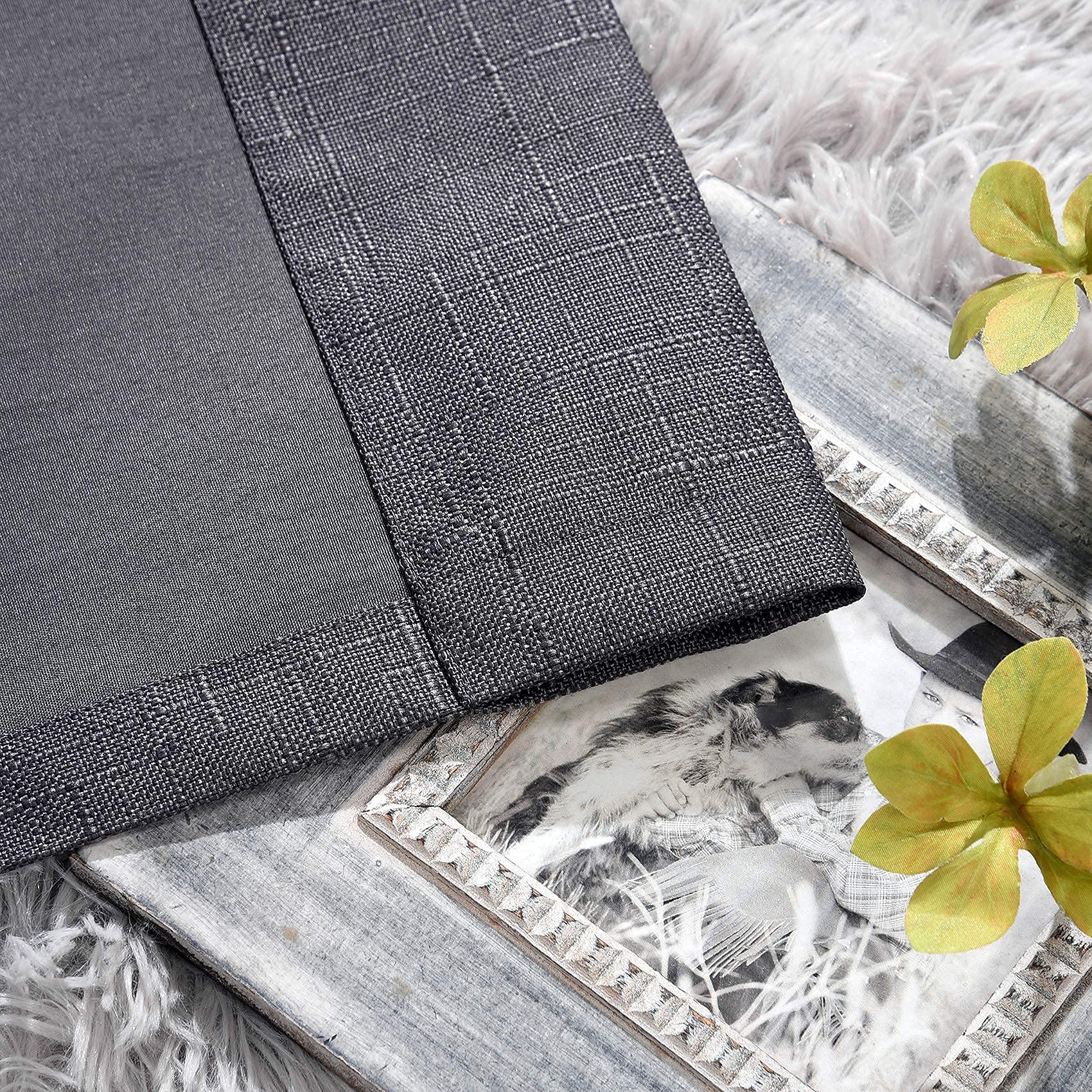 SINGINGLORY 100% Blackout Thermal Insulated Curtains - 52x96 Inch Long 2 Panel Set, Linen Textured Grommet Window Drapes with Tiebacks for Bedroom & Living Room (Grey) - Perfect for Light Blocking, Privacy & Energy Efficiency in Home & Office Spaces