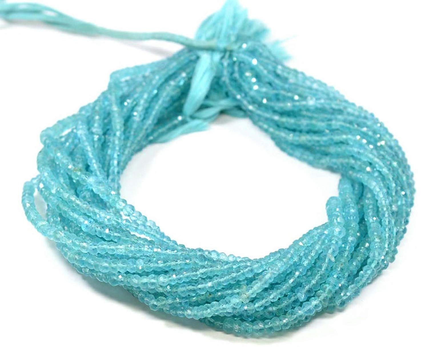 Natural Sky Blue Apatite Faceted Rondelle Beads 13