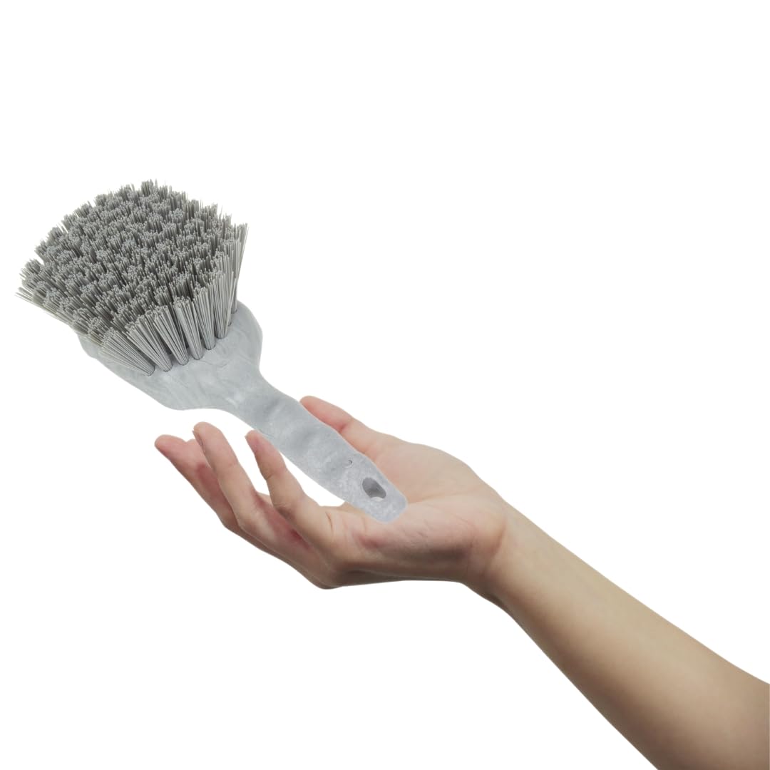 SPARTA 40541EC04 Heavy Duty Plastic Scrub Brush - 8 Inch Utility Cleaning Brush with Hanging Hole for Kitchen, Bathroom, Garage & Outdoor Use - Durable Yellow Cleaning Brush for Pots, Pans, Tiles & Tough Stains